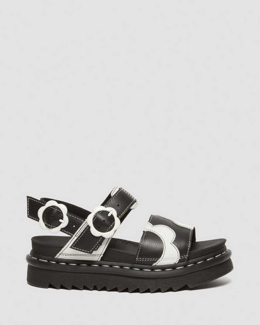 Shop Dr. Martens' Voss Pisa Leather Strap Sandals In Black,white