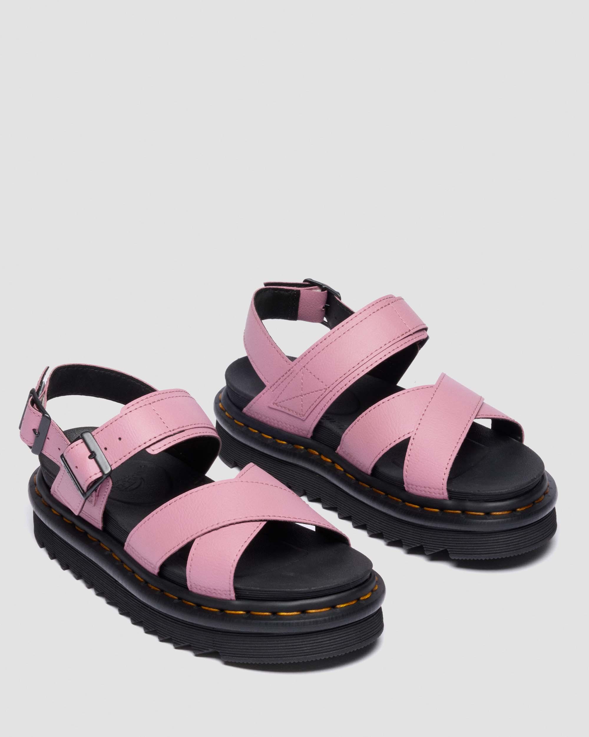 Voss II Athena leren sandalen met riem in Dusty Roze