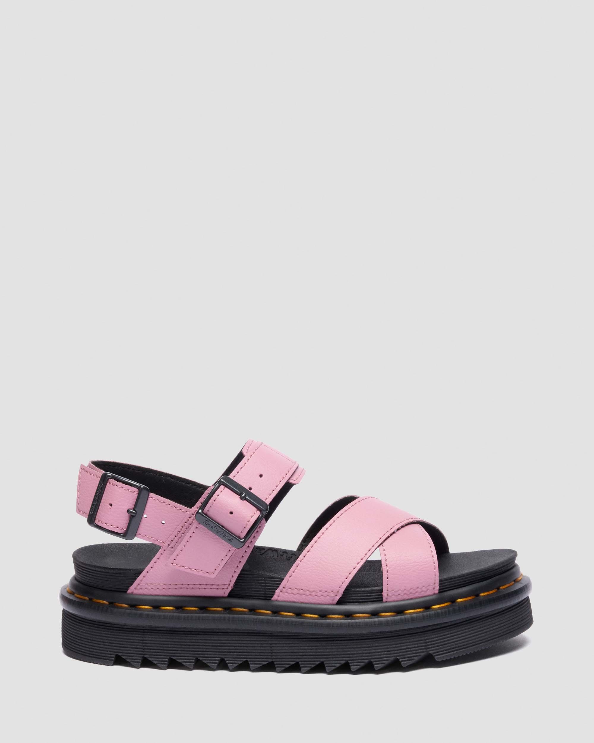 Voss II Athena leren sandalen met riem in Dusty Roze