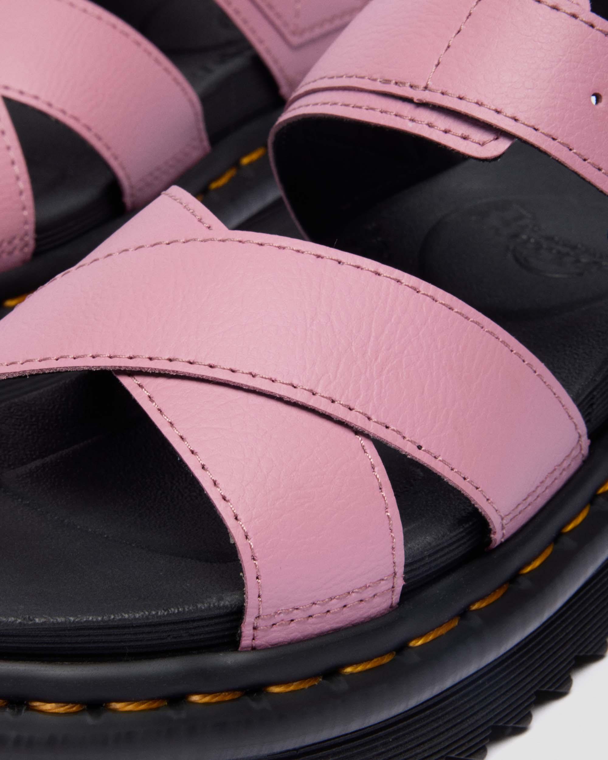 Voss II Athena leren sandalen met riem in Dusty Roze