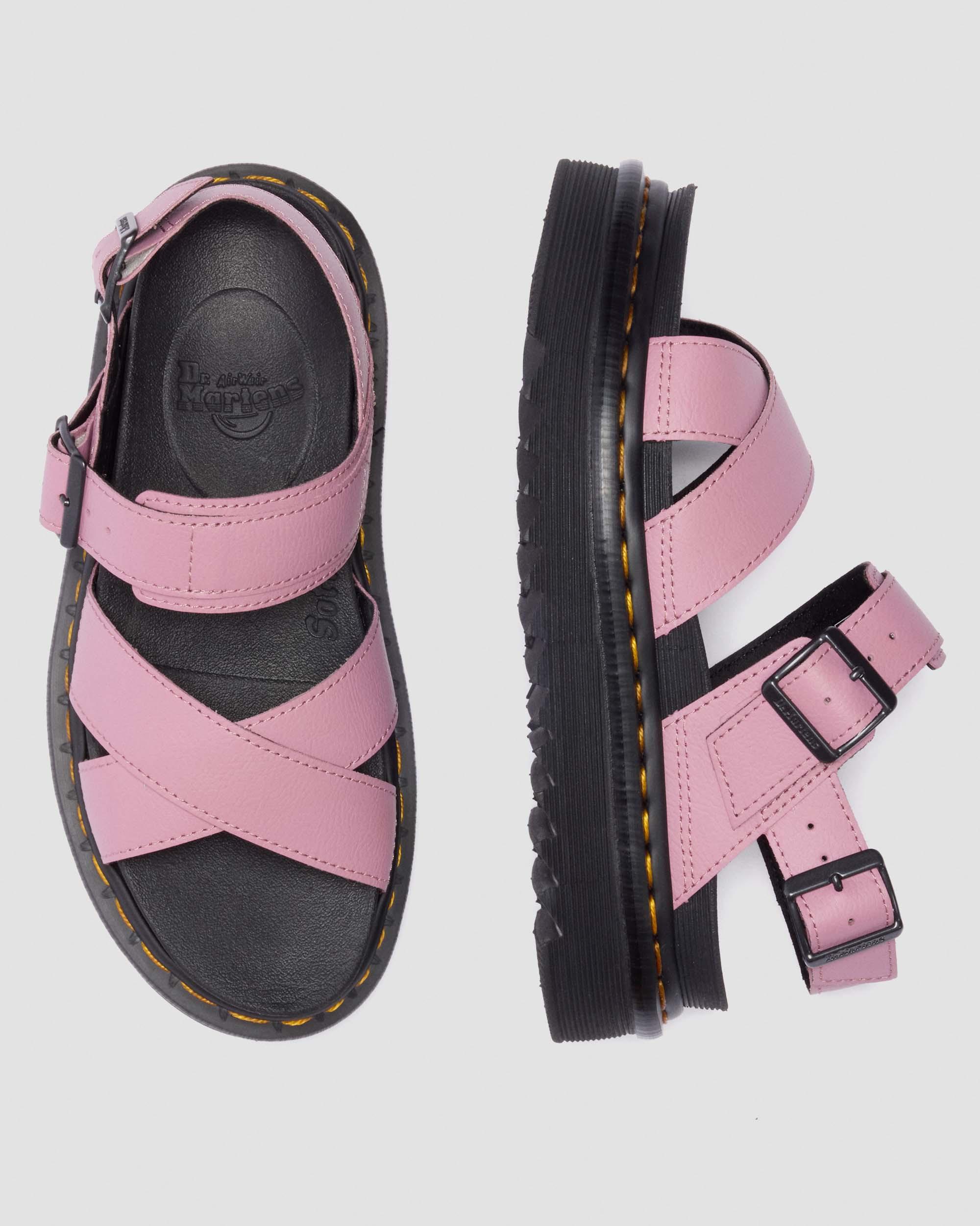 Voss II Athena leren sandalen met riem in Dusty Roze