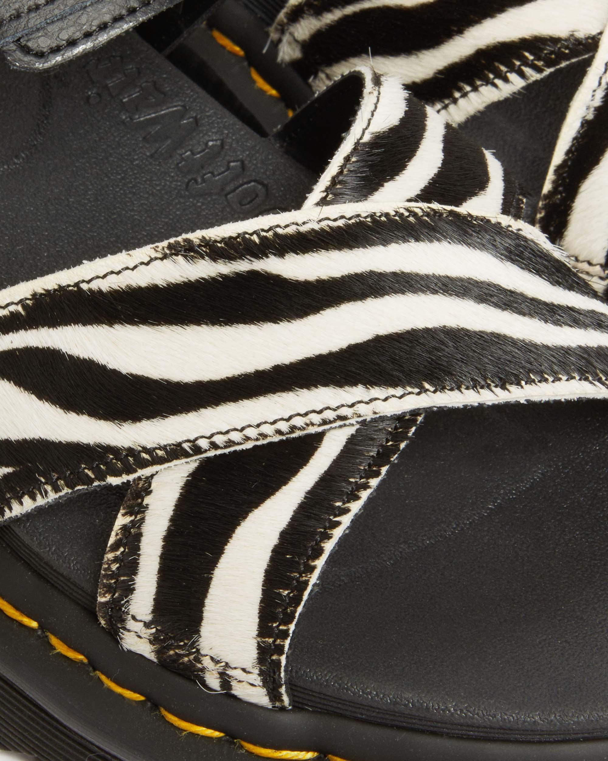 Voss II Hair-On Zebra Print Sandals in BLACK+ZEBRA PRINT