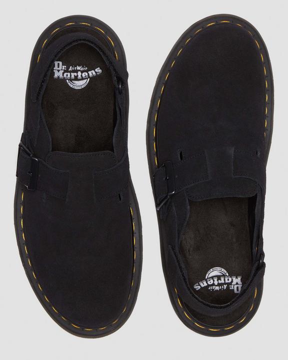 Jorge II Suede Slingback Mules in Black | Dr. Martens Jorge II Suede Slingback Mules in Black | Dr. Martens