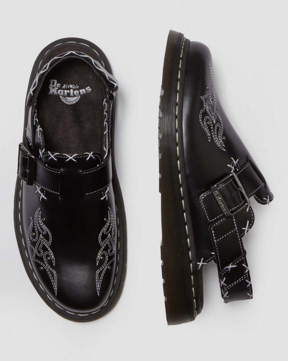 Jorge II Gothic Americana Leather Slingback Mules in Black Jorge II Gothic Americana Leather Slingback Mules in Black