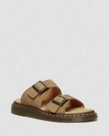 Josef Nubuck Leather Buckle Slide Sandals
