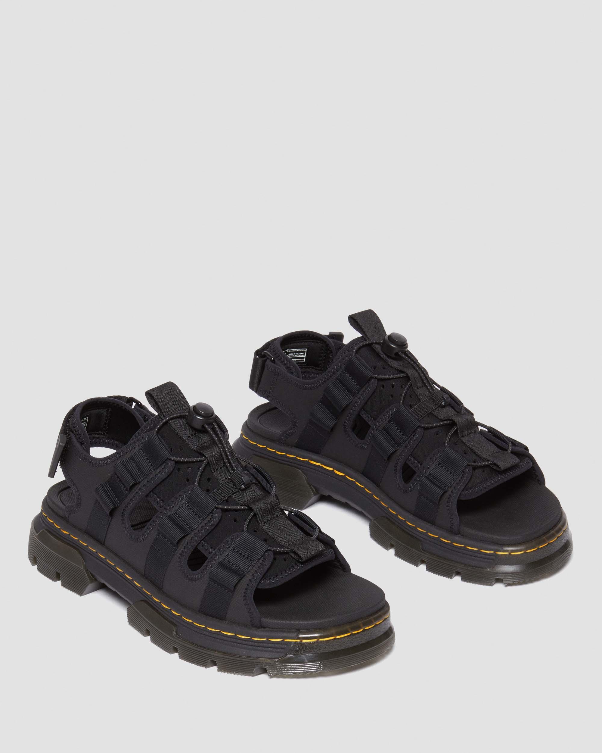 Shop Dr. Martens' Jericho Leather & Neoprene Hybrid Sandals In Black