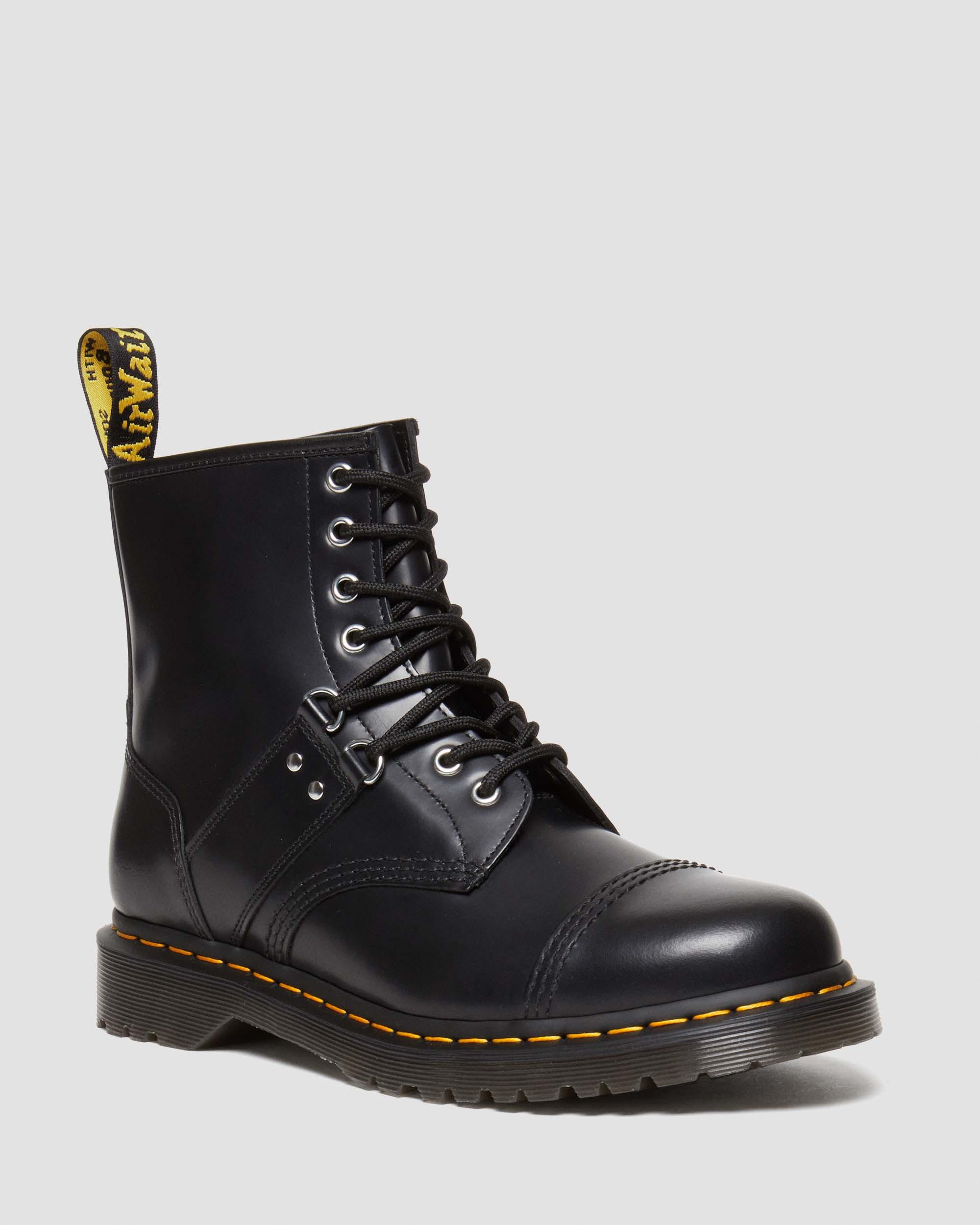 Dr. Martens' 1460 Hardware Polished Smooth Leather Lace Up Boots In Black