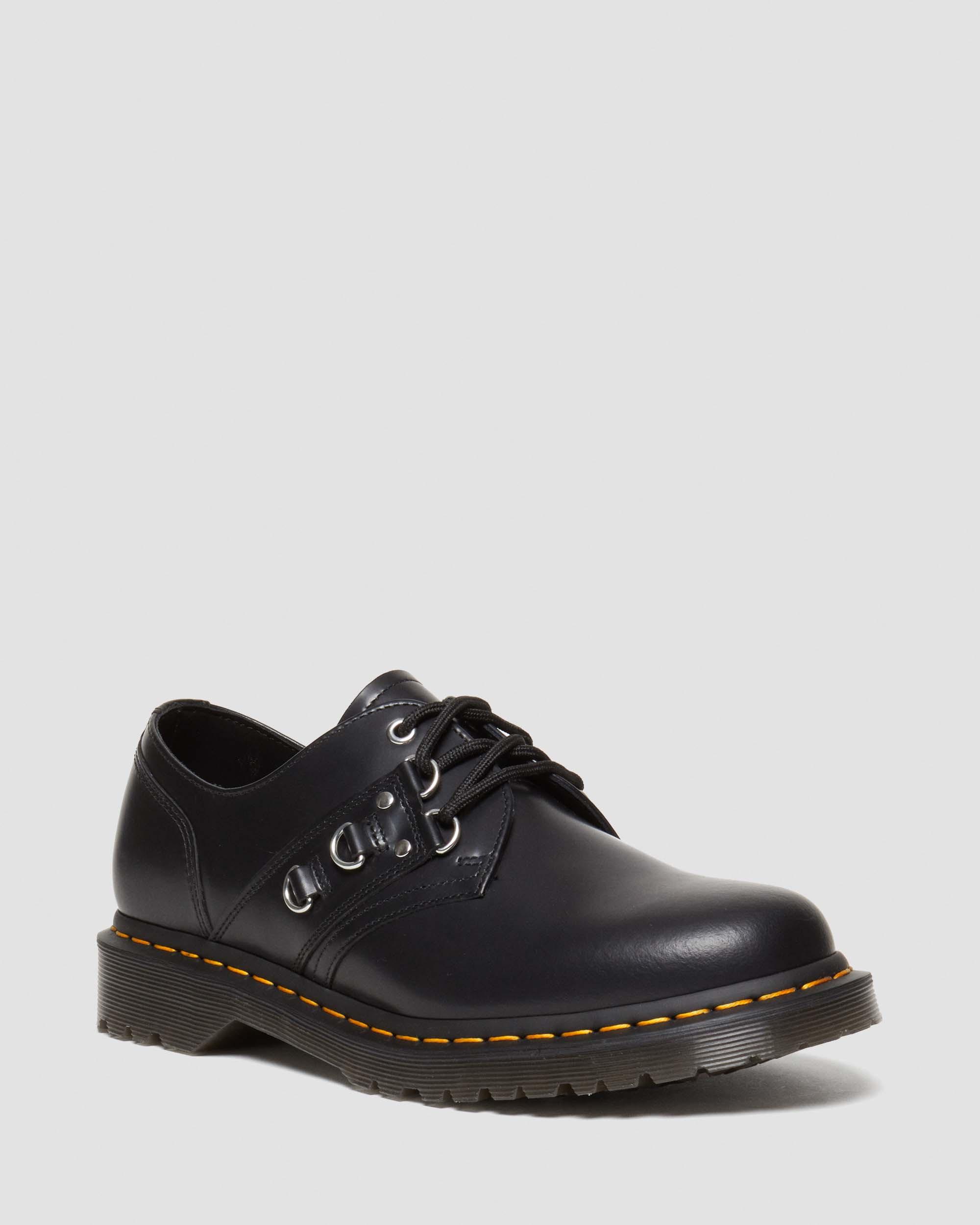 Dr. Martens' 1461 Hardware Polished Smooth Leather Oxford Shoes In Black