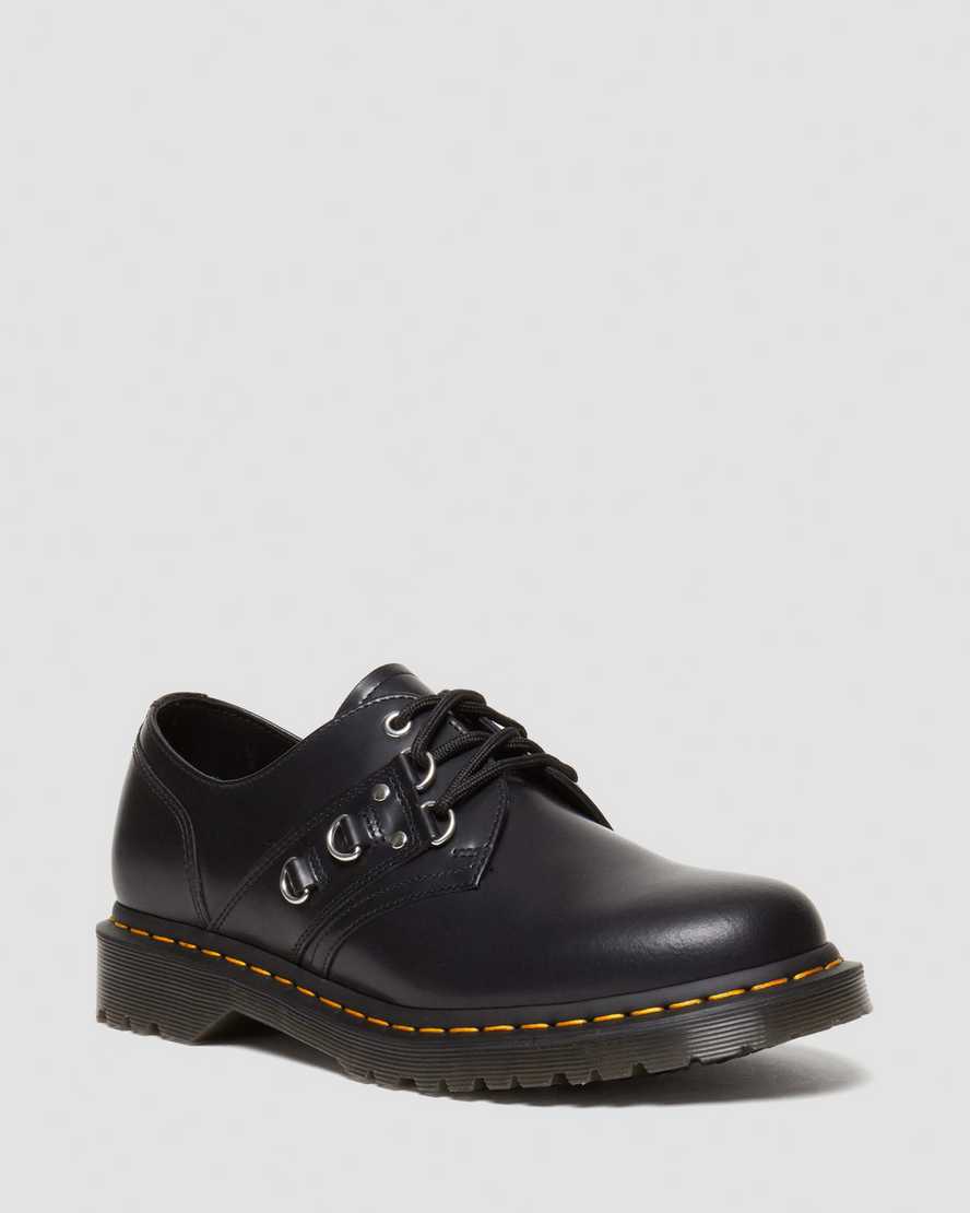 Dr. Martens 1461 Hardware Polished Smooth Leather Oxford Shoes In Black