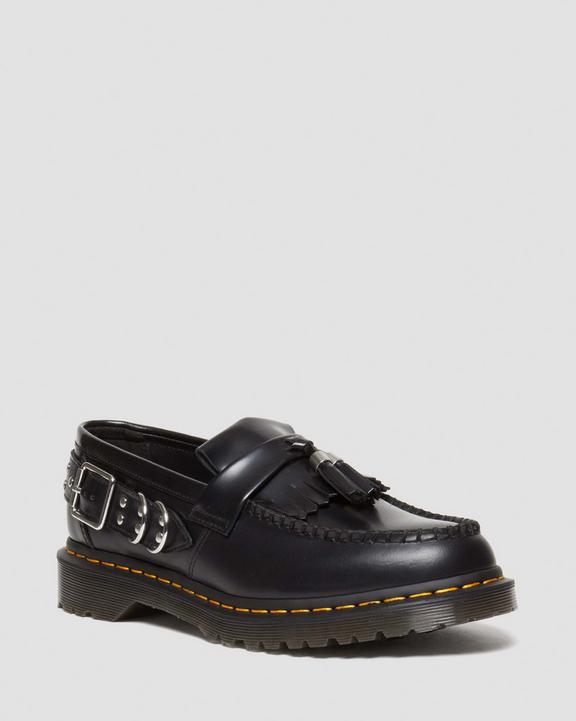 Adrian Hardware Polished Smooth Tassel Loafers in Black | Dr Adrian Hardware Polished Smooth Tassel Loafers in Black | Dr