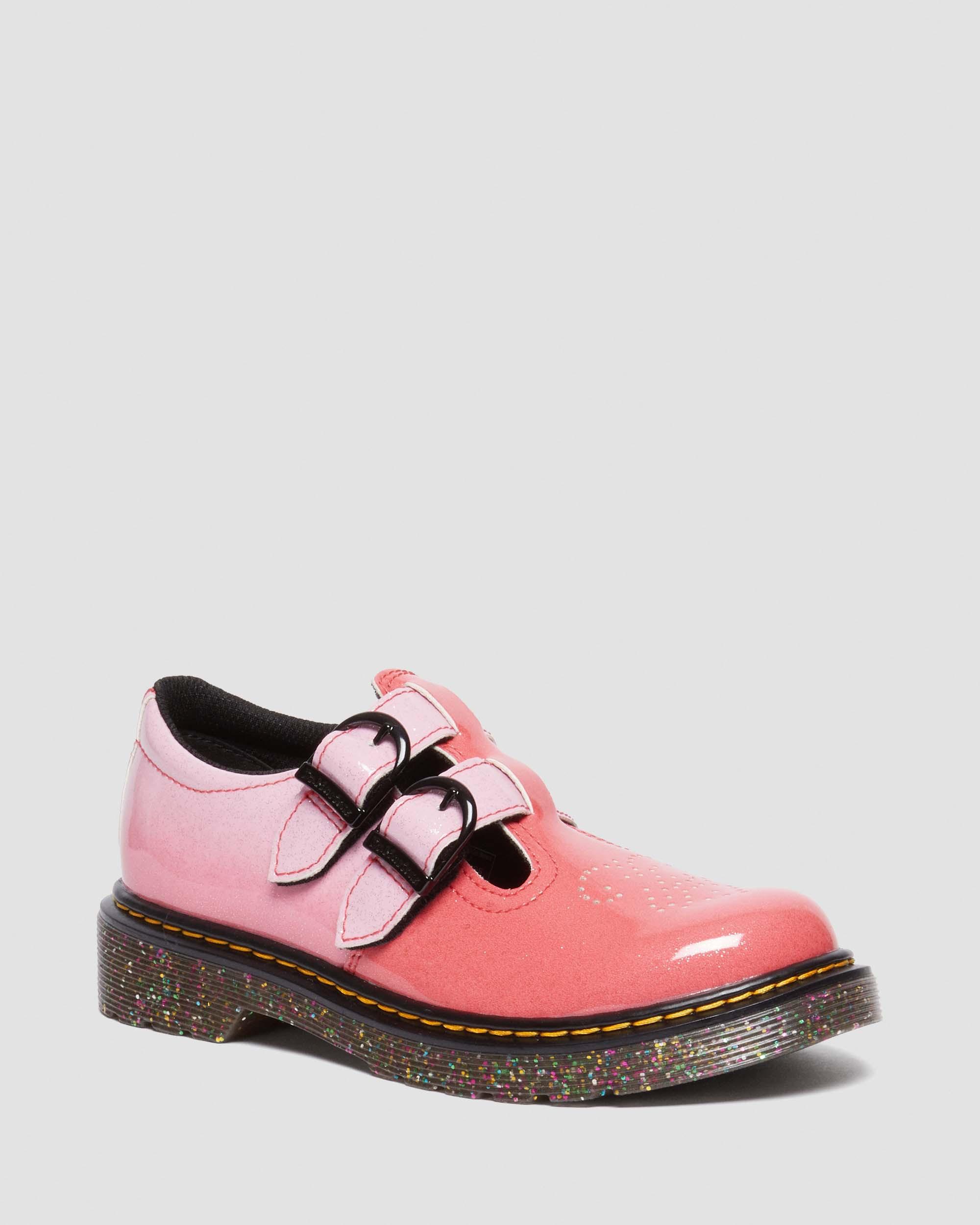 Junior 8065 Gradient Glitter Leather Mary Jane Shoes in Pink | Dr. Martens