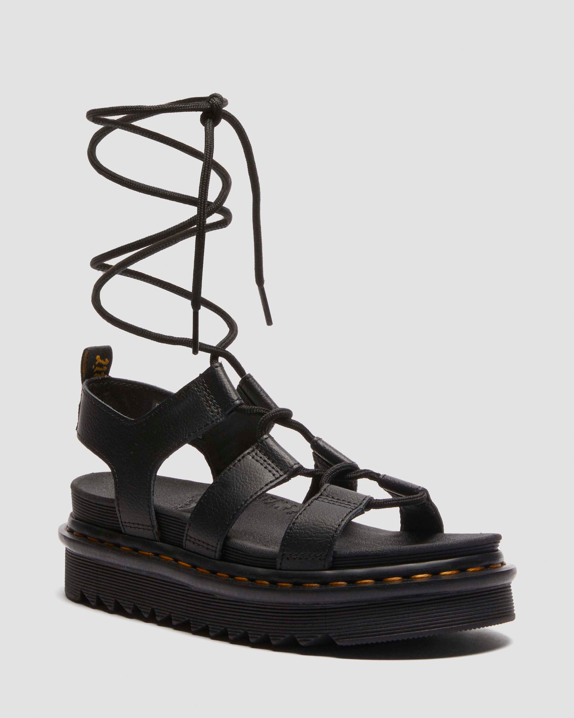Dr. Martens Nartilla Leren Gladiator Sandalenen in Zwart,
