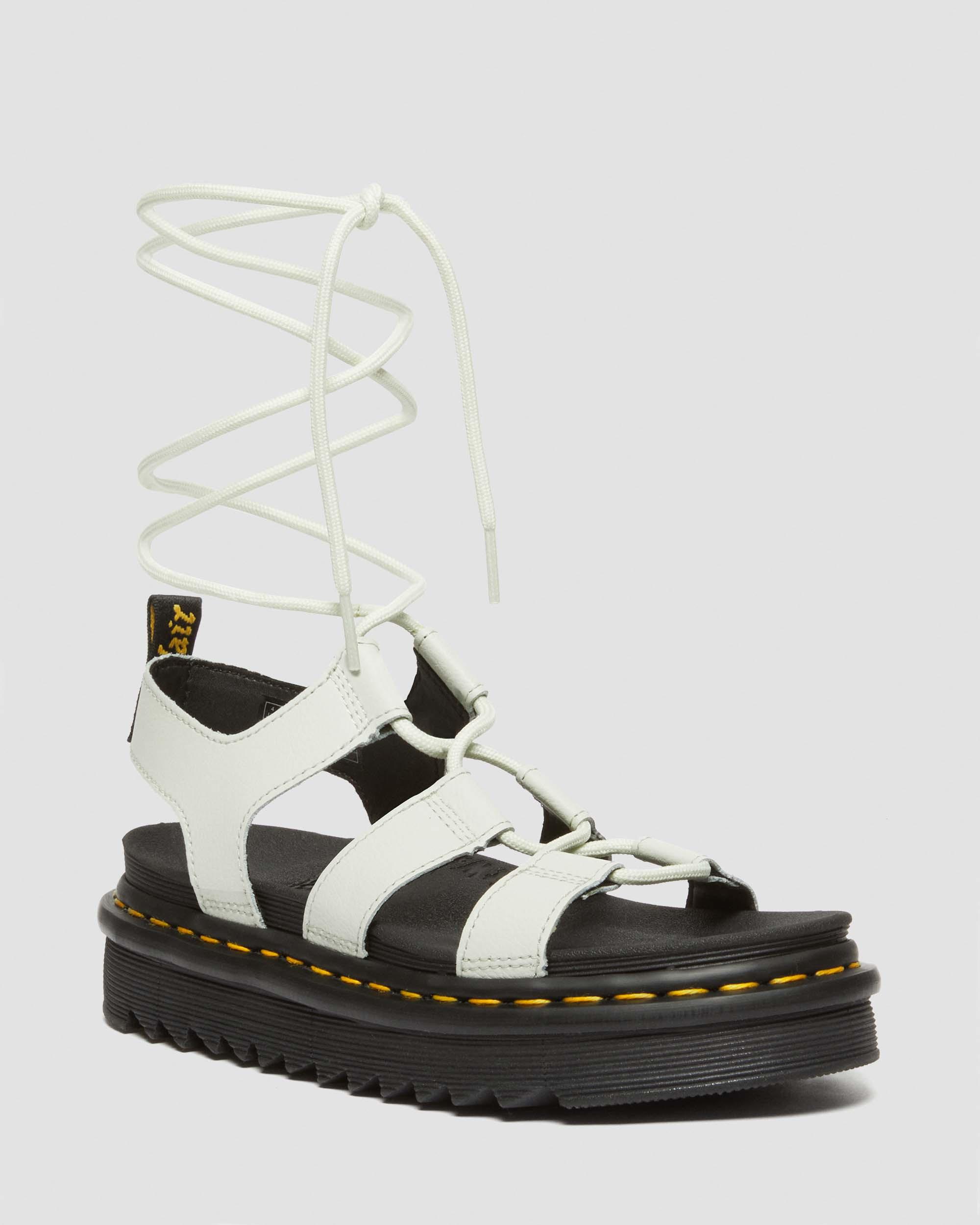 Gladiator-sandaler i Nartilla-læder in Smoked Mint