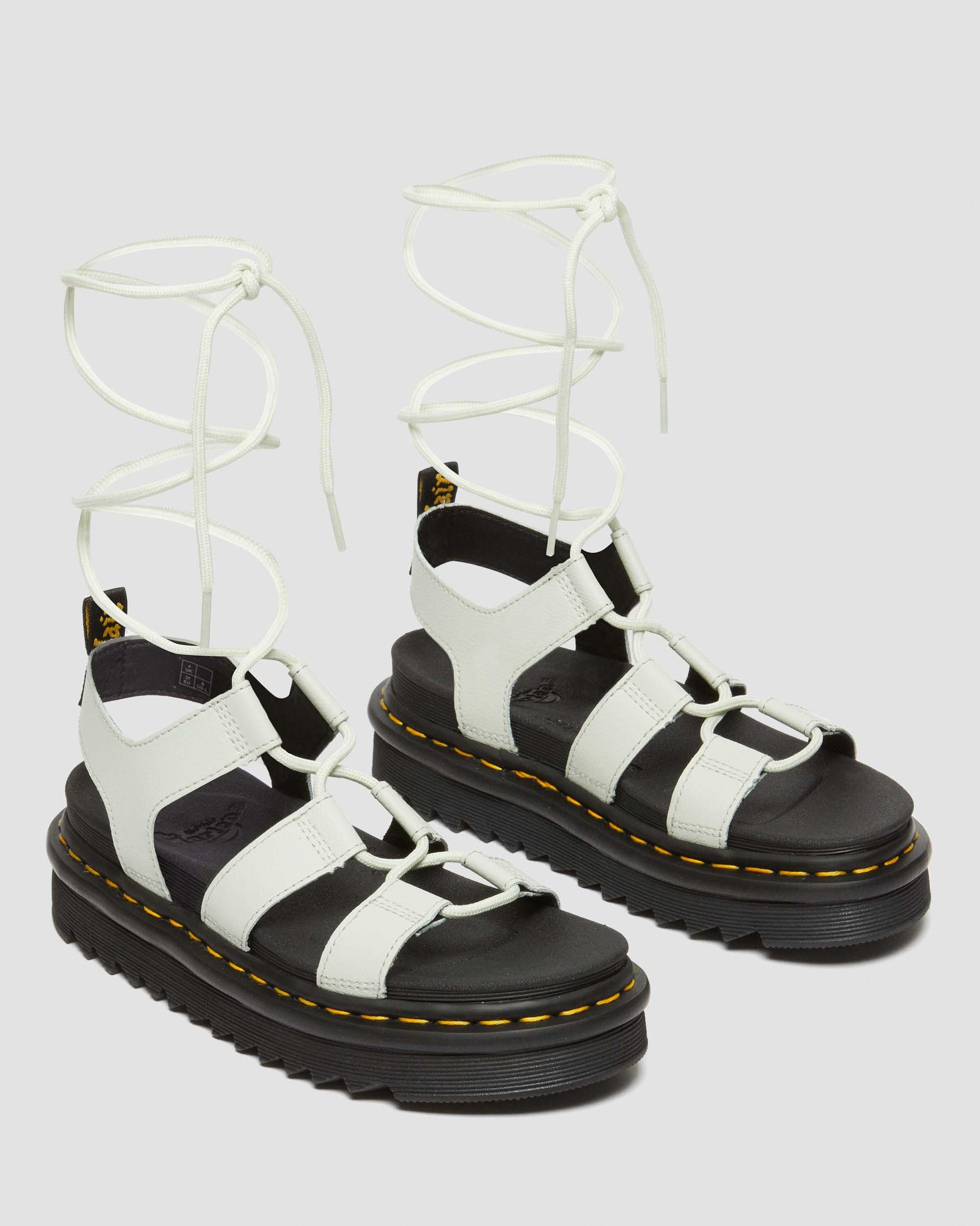 Gladiator-sandaler i Nartilla-læder in Smoked Mint