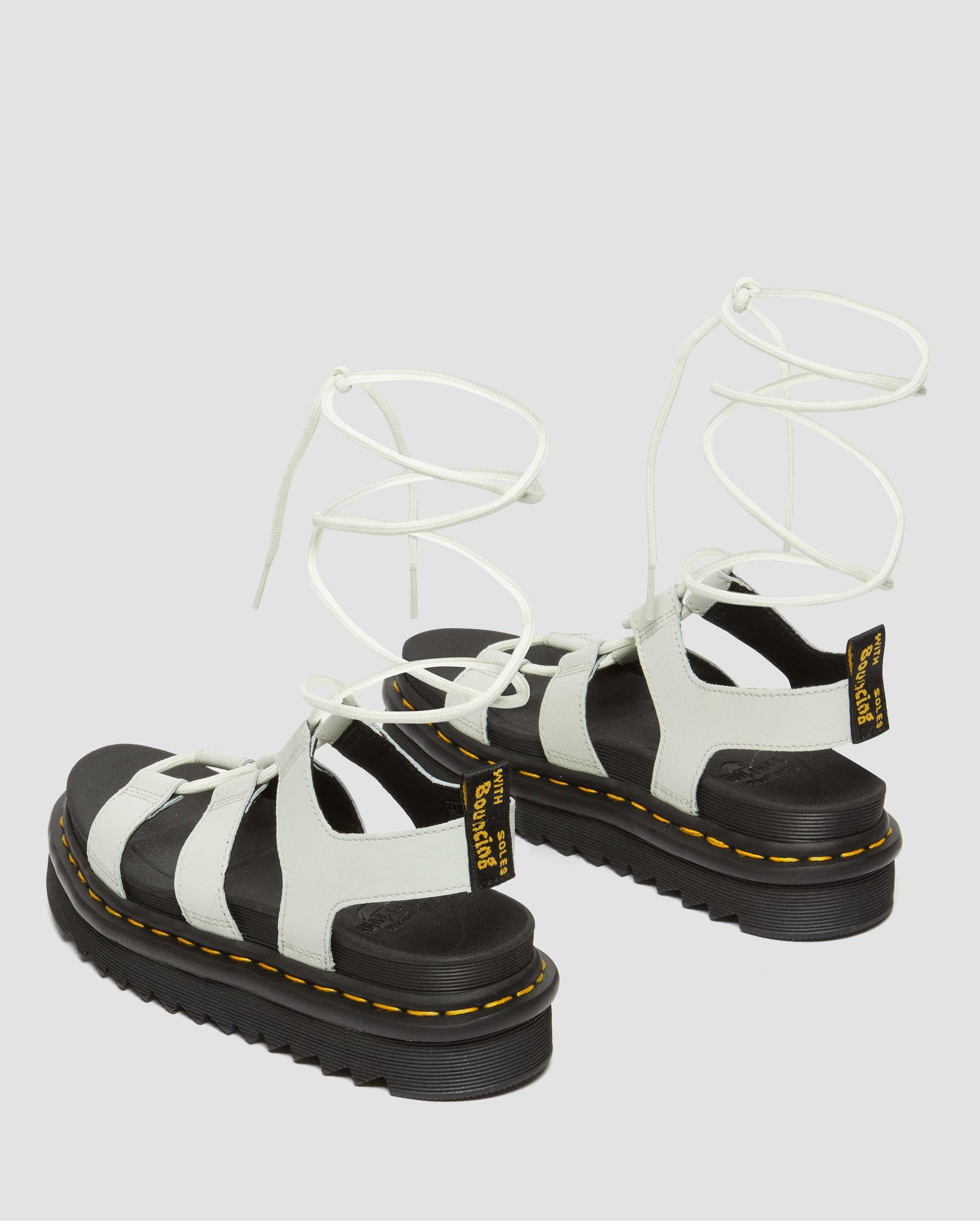 Gladiator-sandaler i Nartilla-læder in Smoked Mint