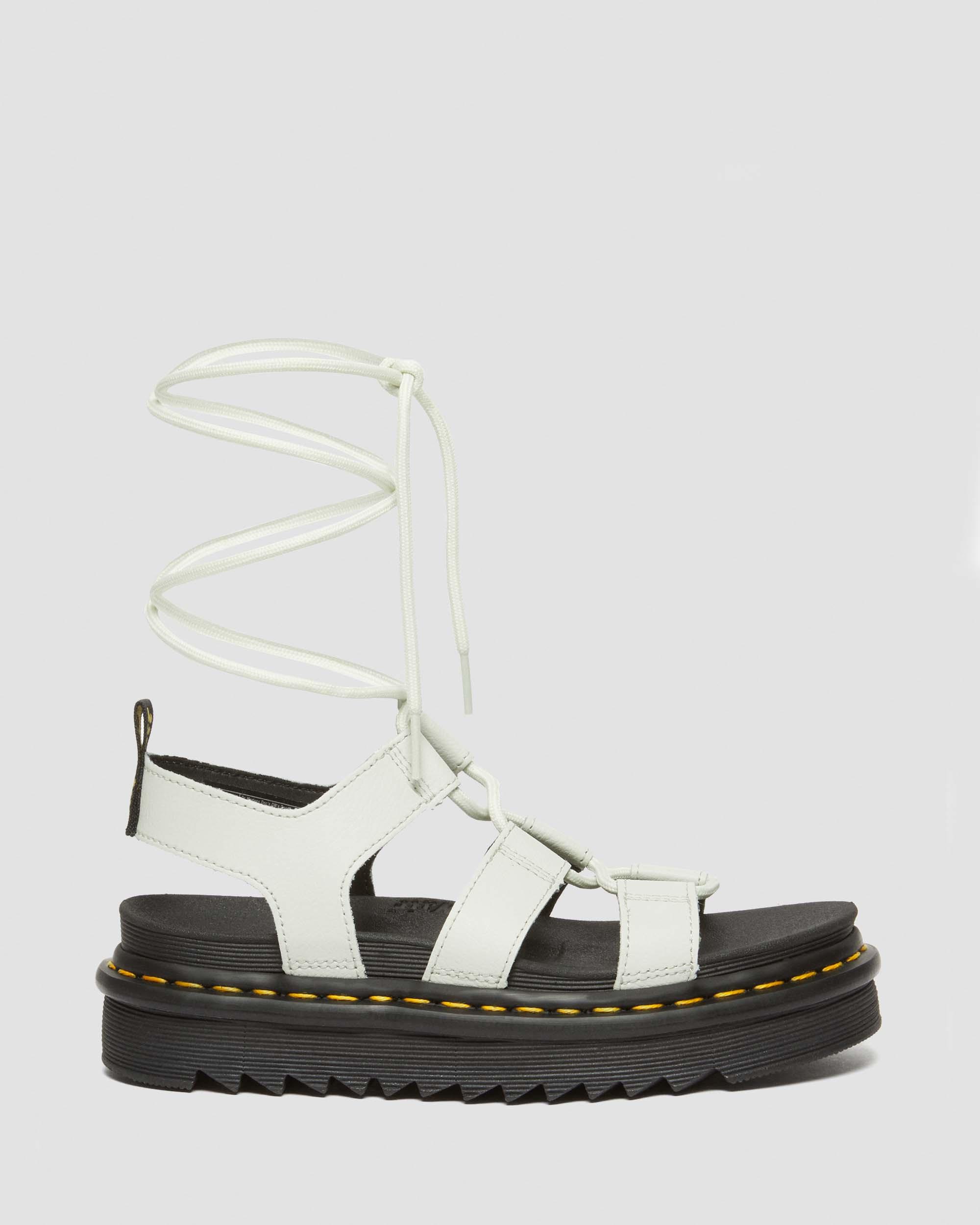 Gladiator-sandaler i Nartilla-læder in Smoked Mint