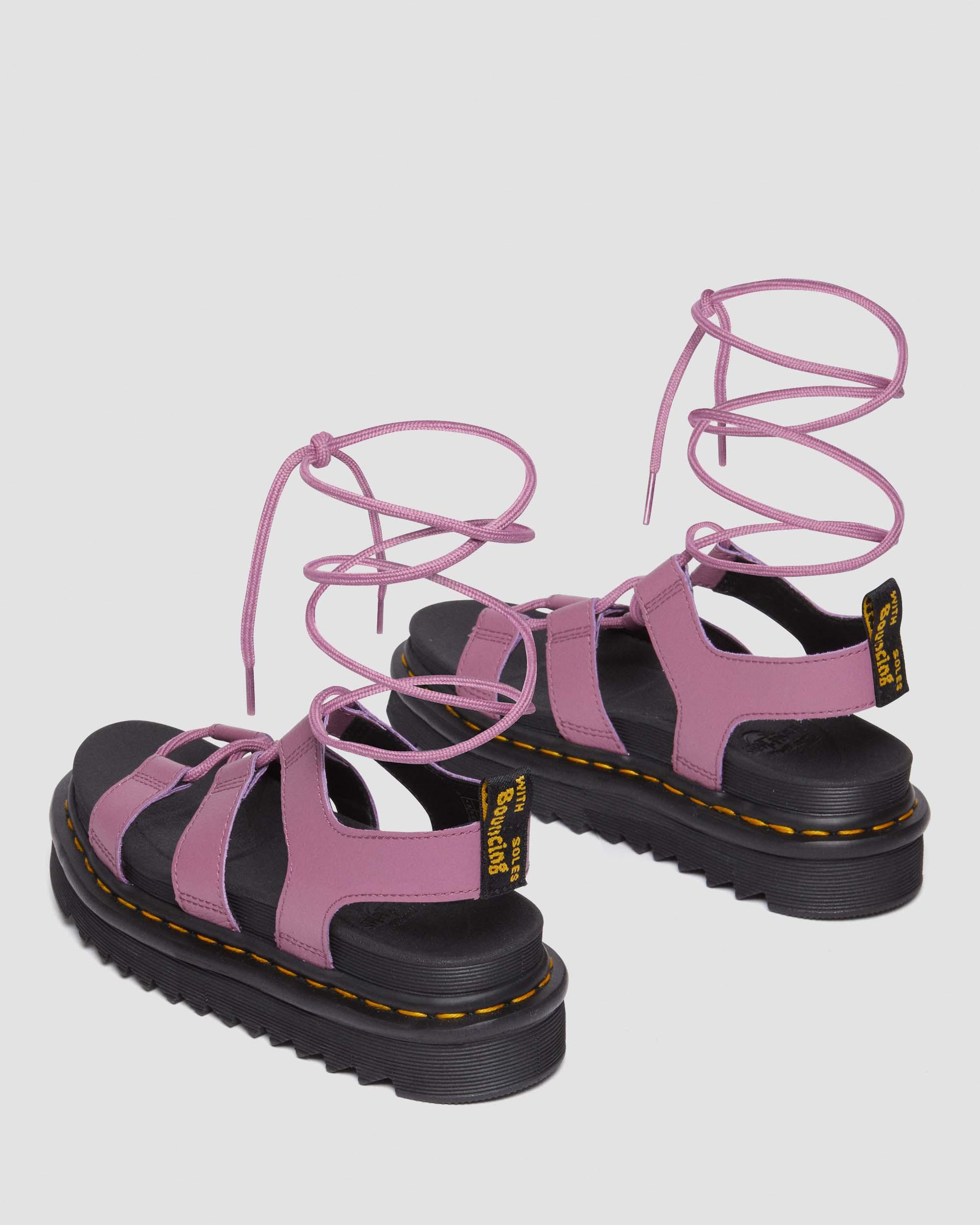 Nartilla Leather Gladiator Sandals in Muted Purple