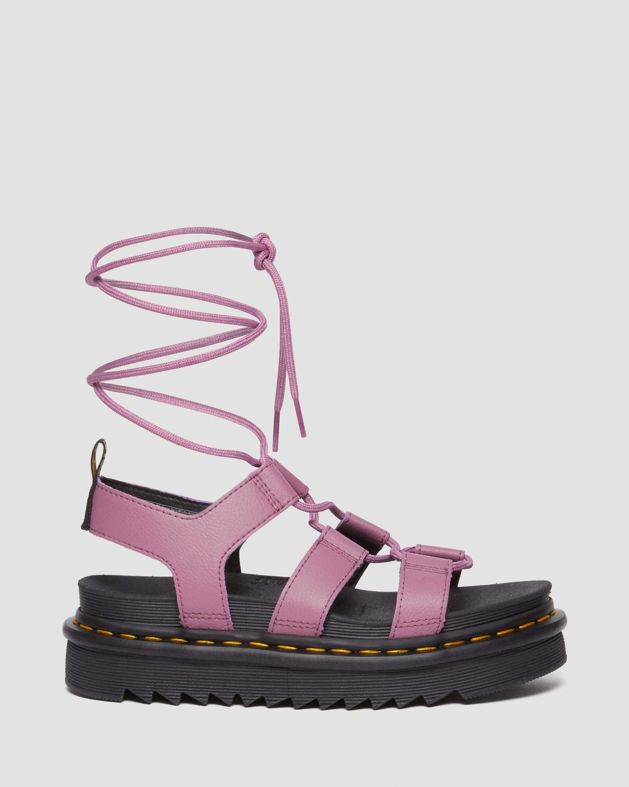 Nartilla Leather Gladiator Sandals in Muted Purple