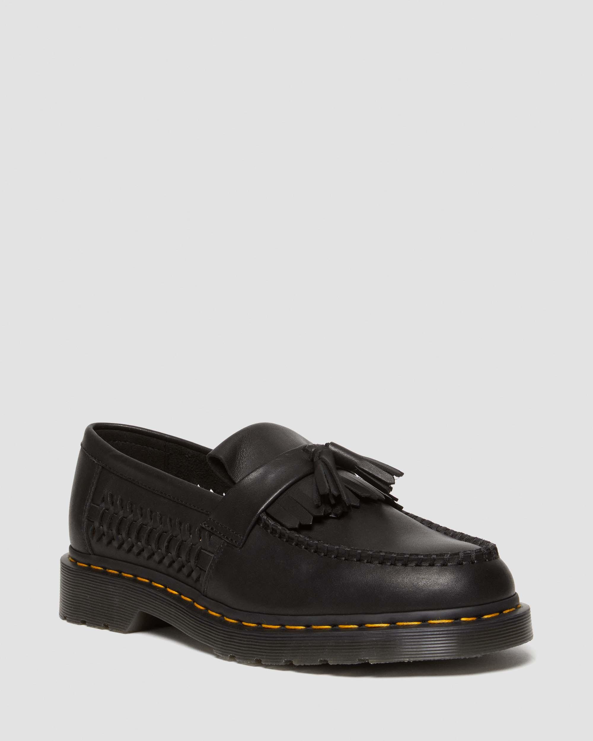 Adrian Woven Leather Tassel Loafers in Black