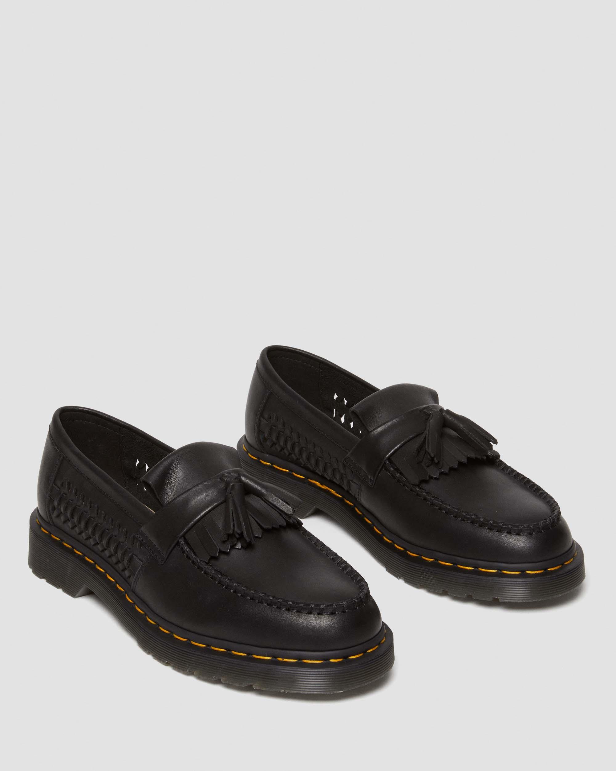 Adrian Woven Leather Tassel Loafers in BLACK | Dr. Martens™