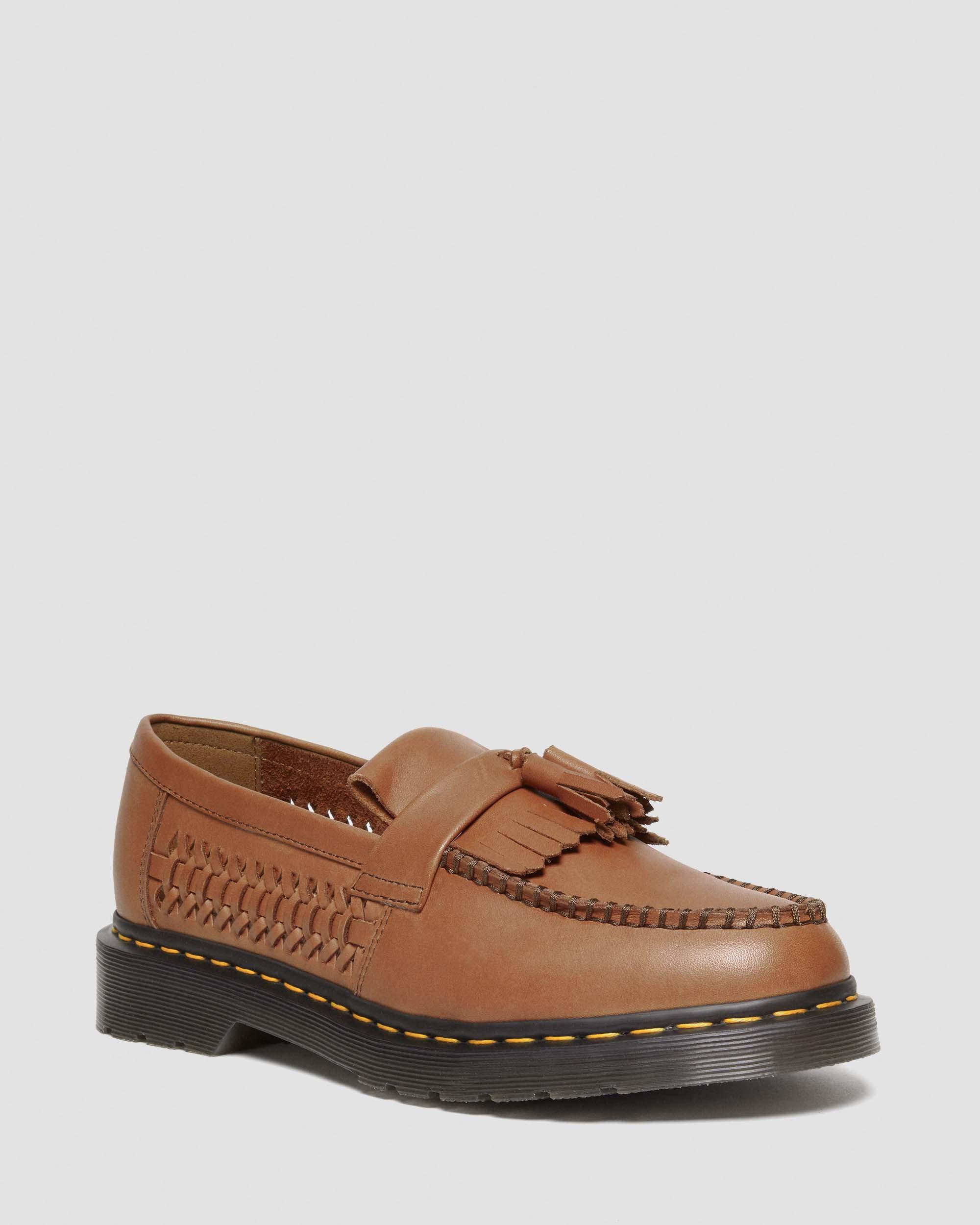 Adrian Woven Leather Tassel Loafers in British Tan | Dr. Martens