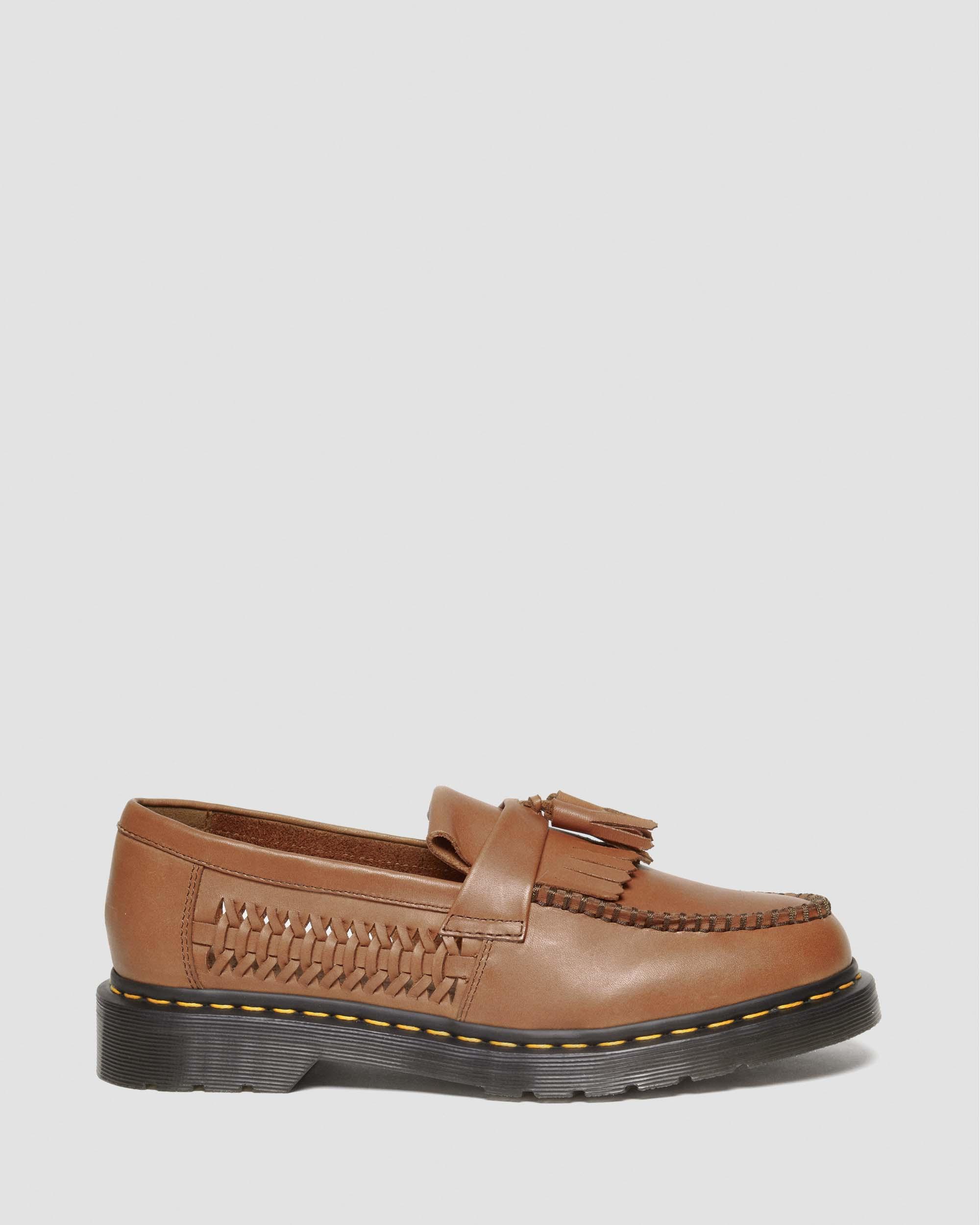 Adrian Woven Leather Tassel Loafers in British Tan | Dr. Martens