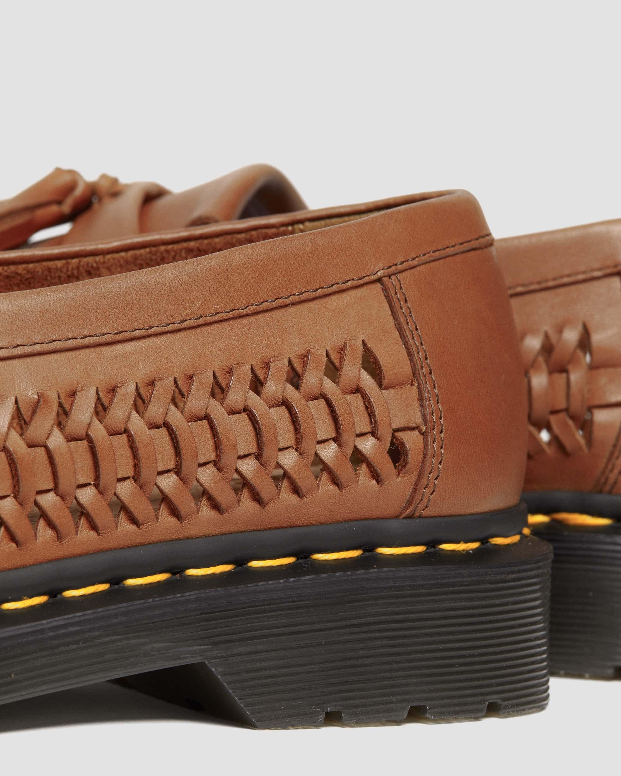 Adrian Woven Leather Tassel Loafers in British Tan | Dr. Martens