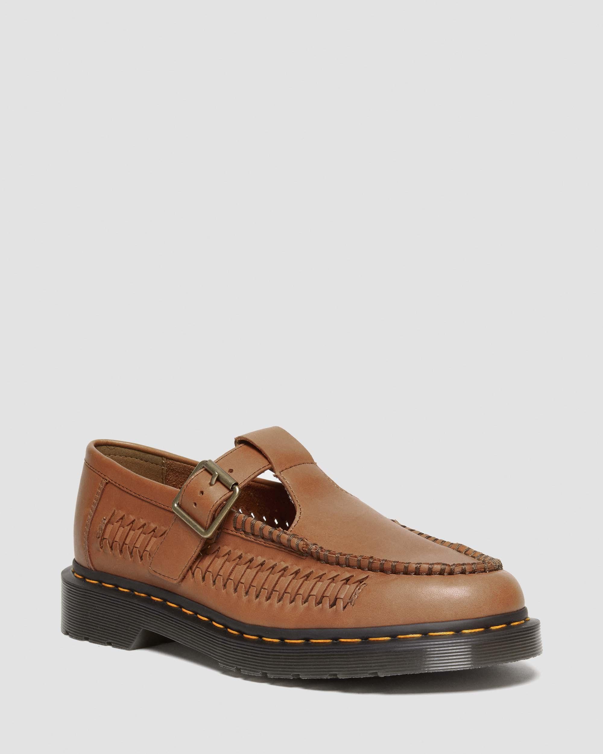 Adrian T-Bar Leather Mary Jane Shoes in British Tan | Dr. Martens