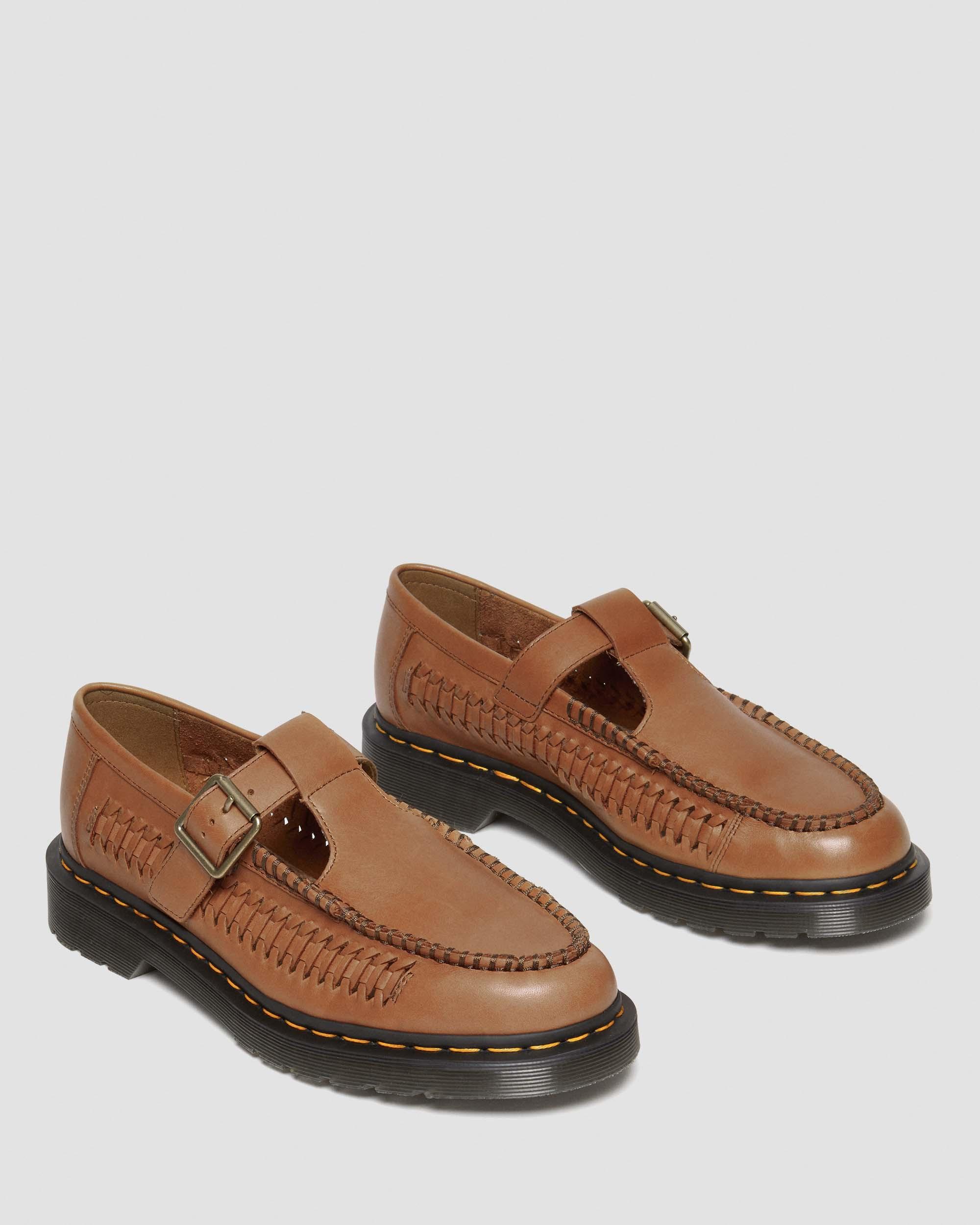 Shop Dr. Martens' Adrian T-bar Woven Leder Mary Jane Loafer In Brown,tan