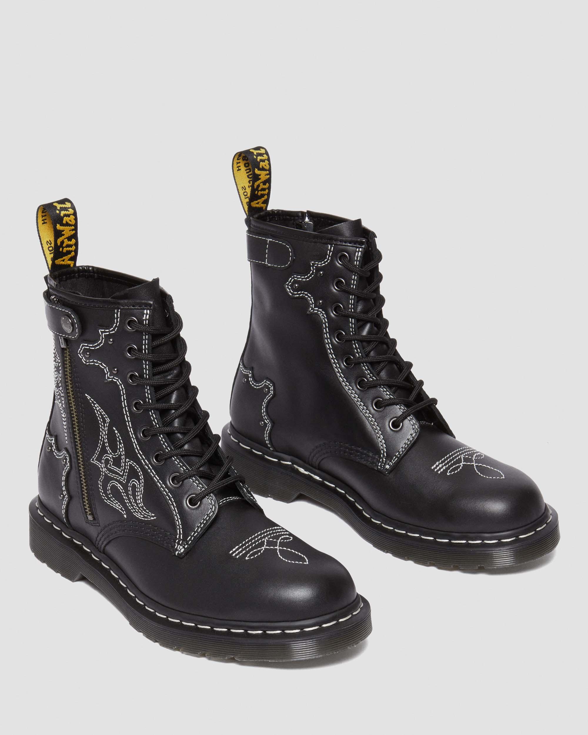 1460 Gothic Americana Leather Lace Up Boots in BLACK | Dr. Martens™