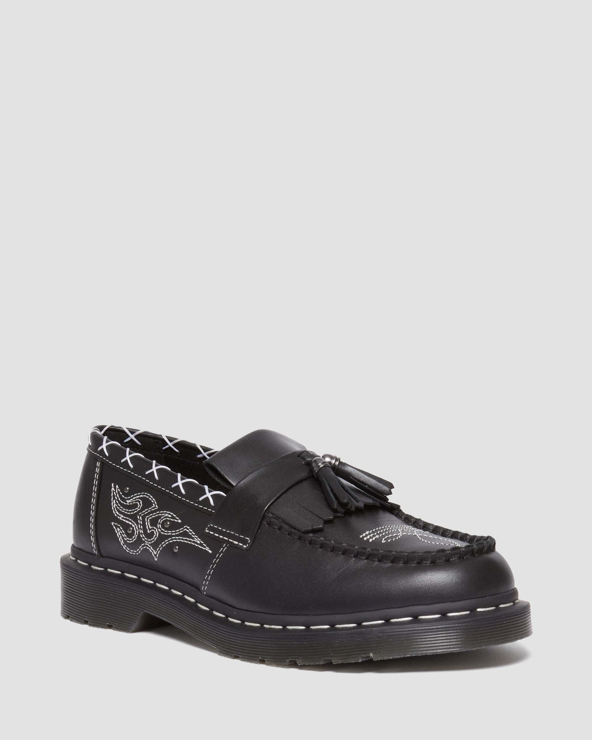 Adrian Contrast Stitch Leather Tassel Loafers
