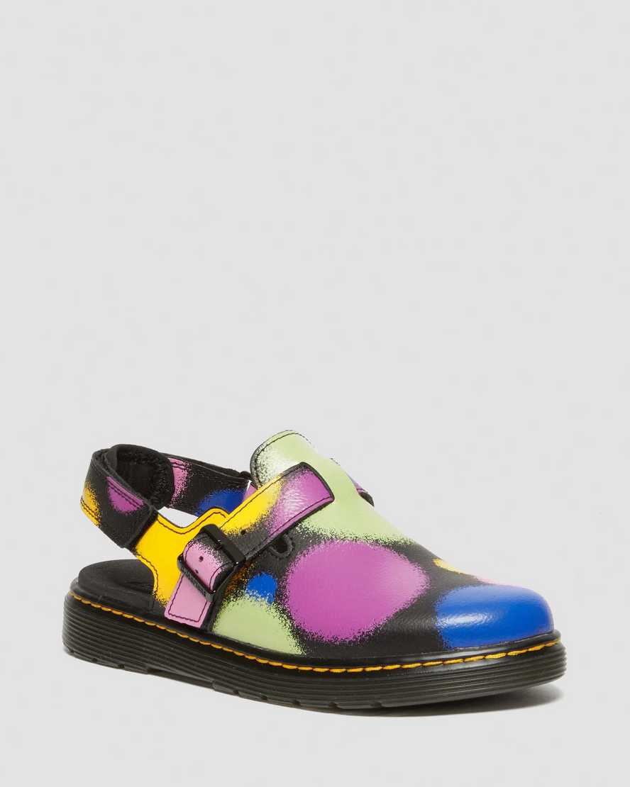 Dr. Martens' Youth Jorgie Haze Hydro Leather Slingback Mules In Black