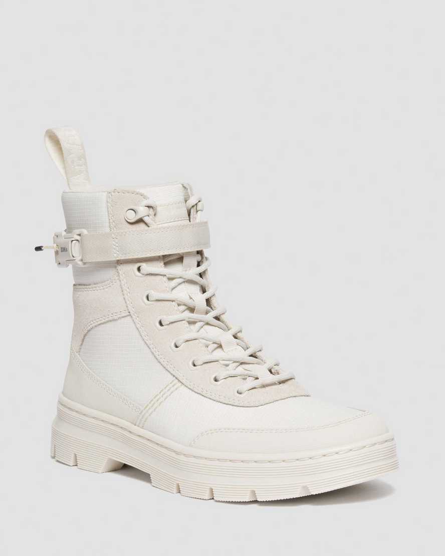 Dr. Martens' Herren Combs Tech Poly And Wildleder Utility Stiefel In White