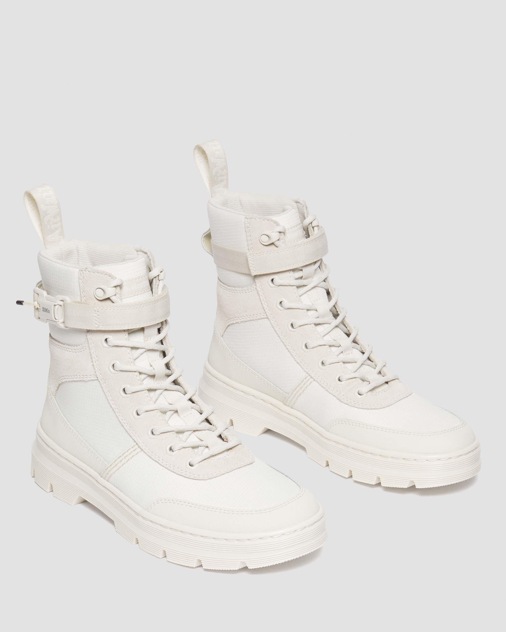 Combs Tech Poly & Suede Utility Boots in Off White+Natural