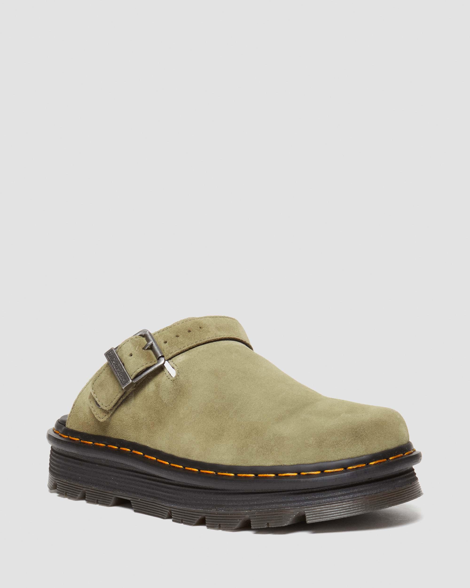 Zebzag Suède Casual Slingback Platform Mules in Muted Olive