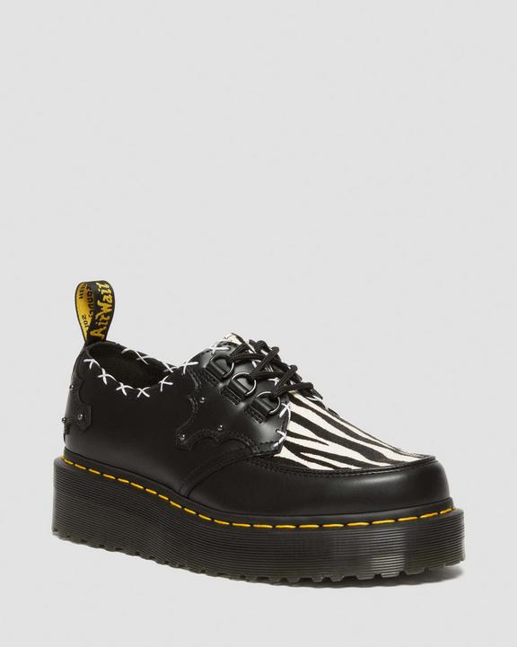 Ramsey 3-Eye Zebra Print & Leather Platform Creepers in Ramsey 3-Eye Zebra Print & Leather Platform Creepers in