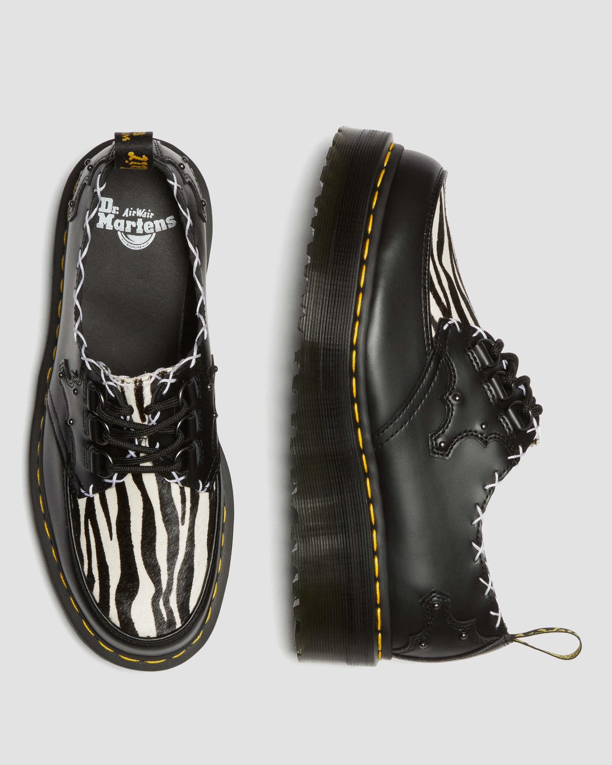Ramsey Zebra Print & Leather Platform Creepers in Black+Zebra