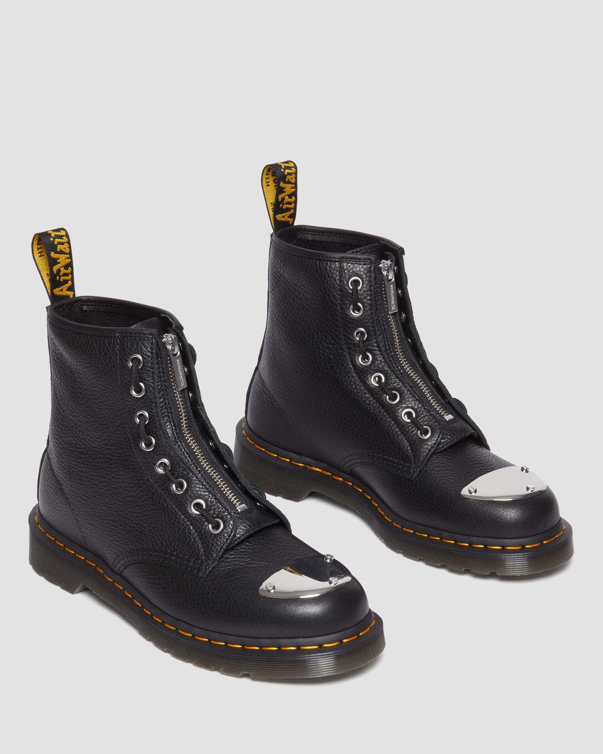 1460 Toe Plate Lunar Leather Jungle Zip Boots in Black