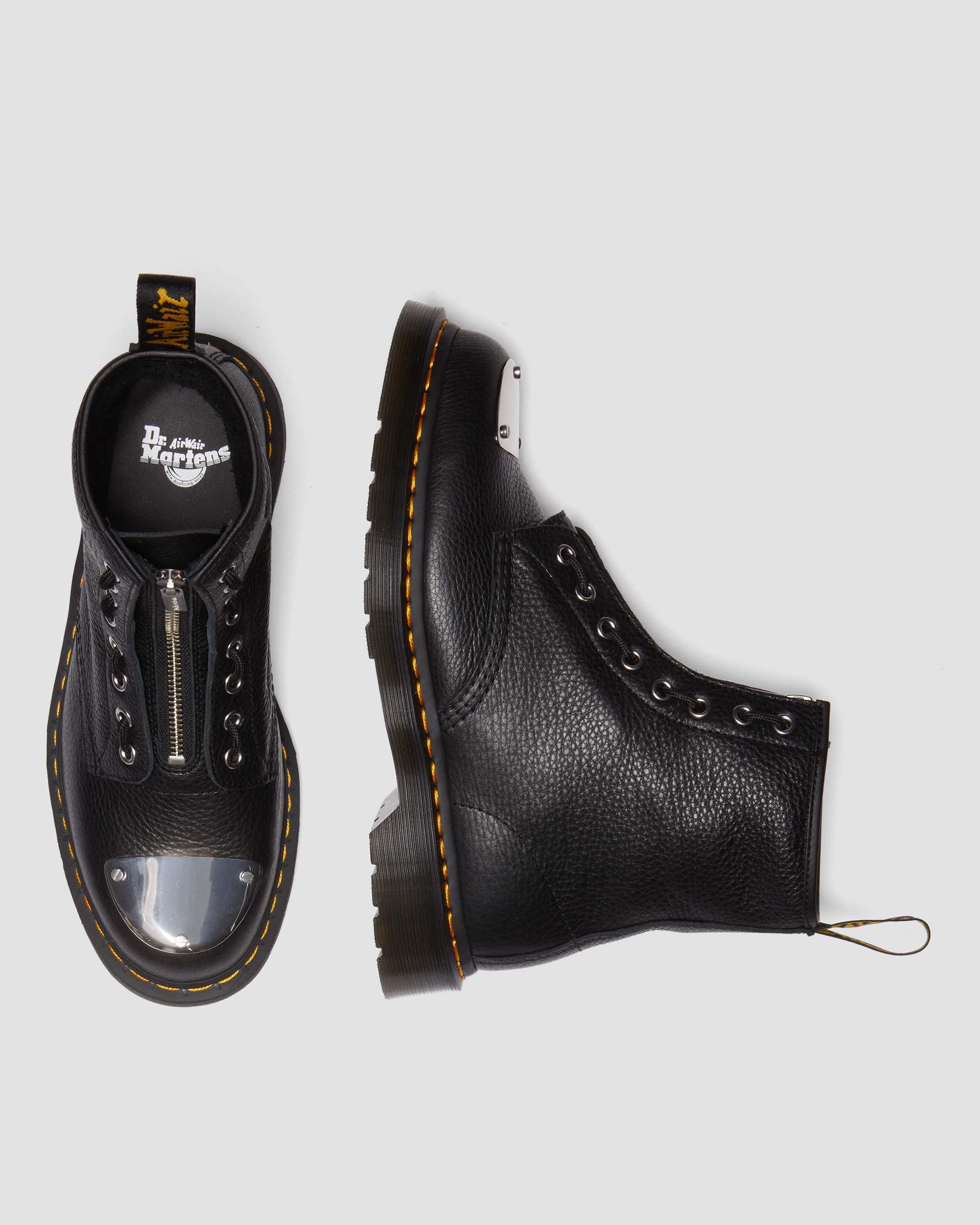 1460 Toe Plate Lunar Leather Jungle Zip Boots in Black | Dr. Martens
