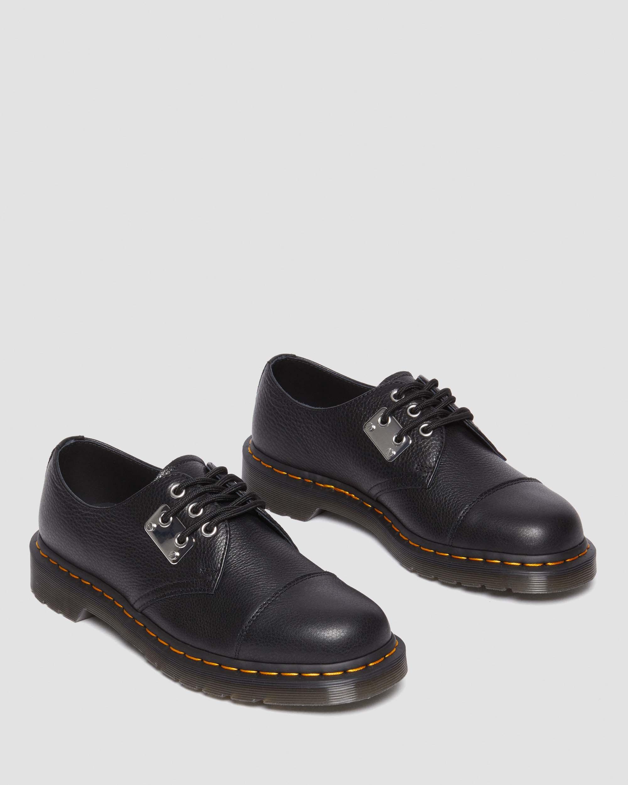 1461 Toe Plate Lunar Leather Oxford Shoes in BLACK | Dr. Martens™