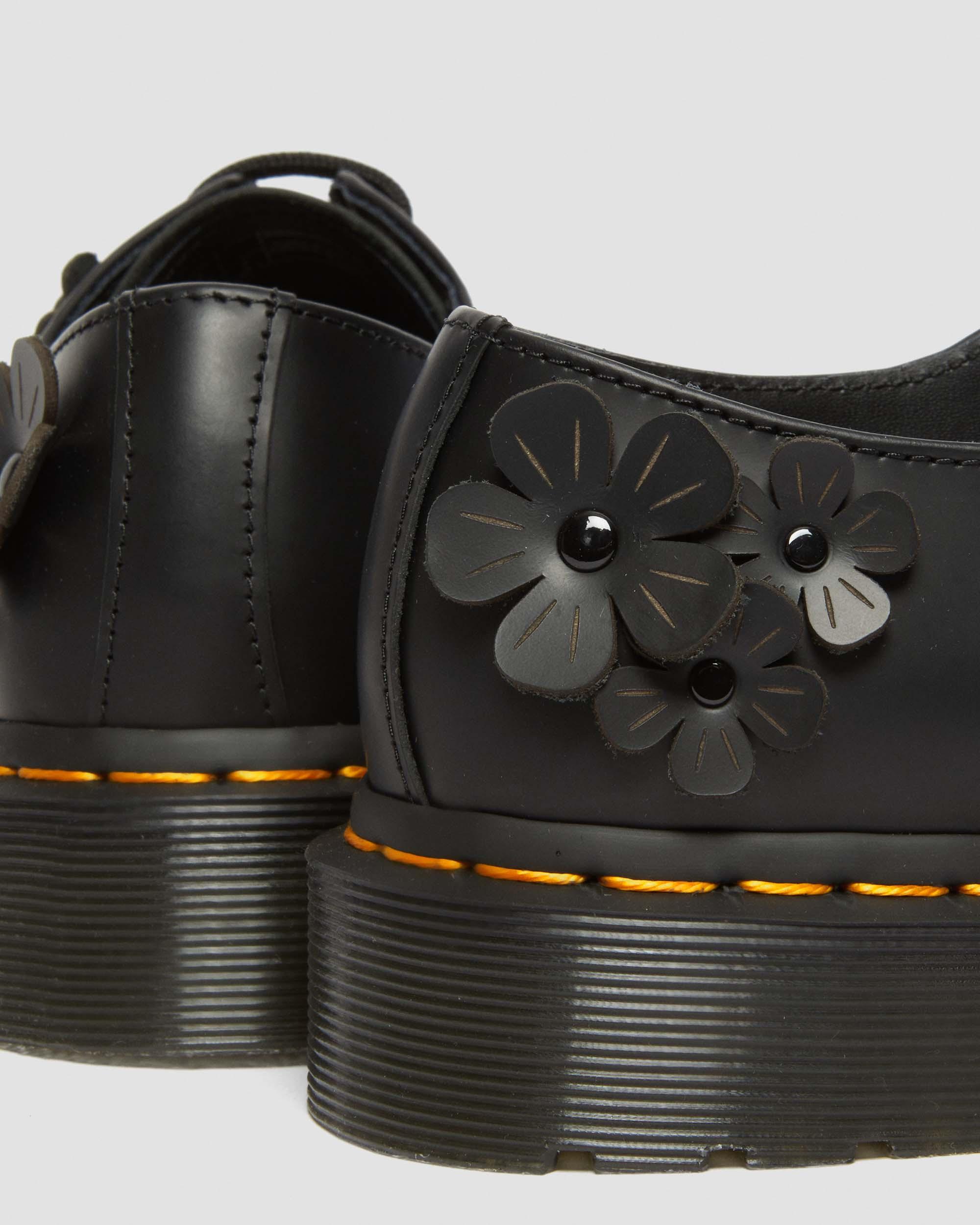Shop Dr. Martens' 1461 Flower Applique Leather Oxford Shoes In Black