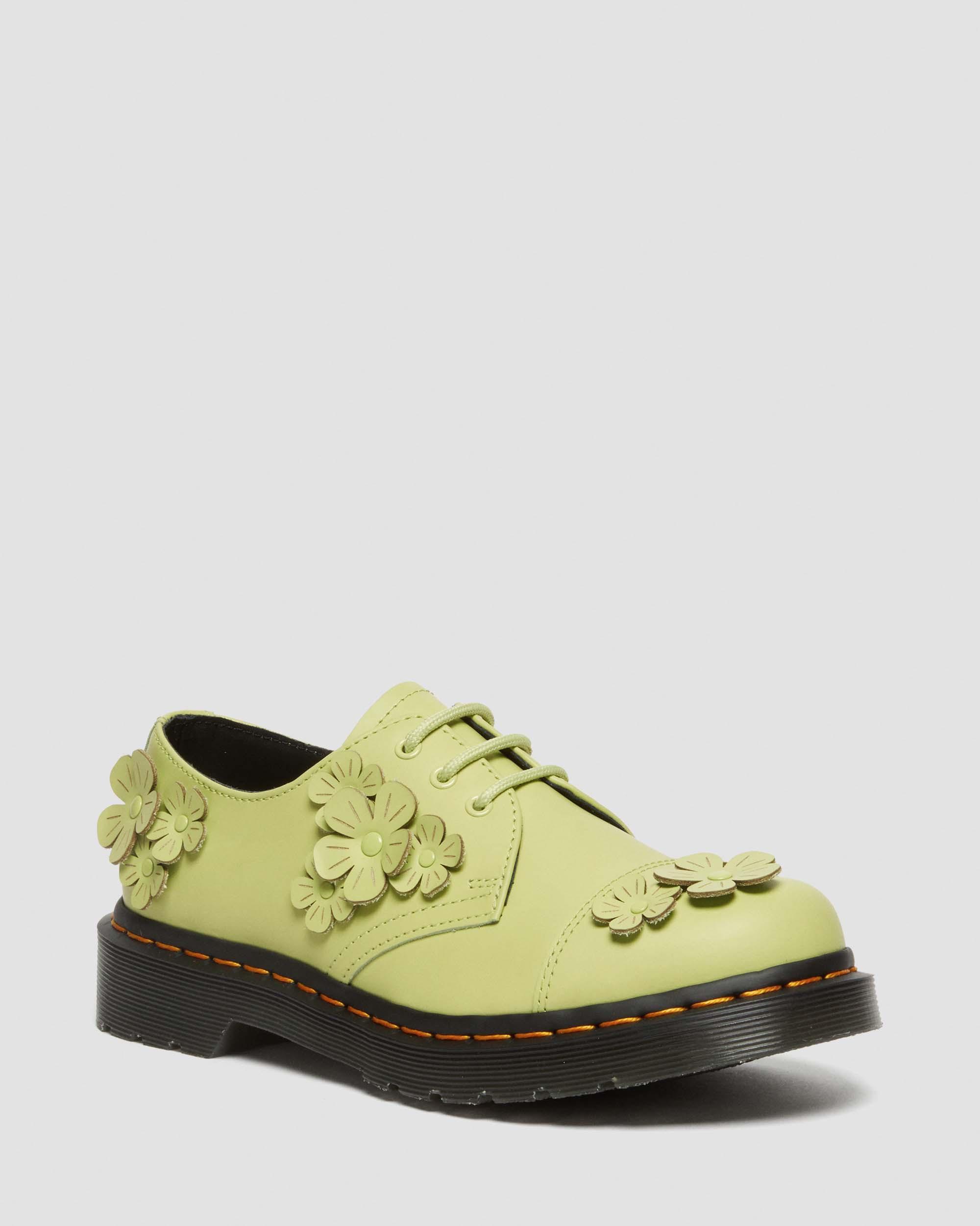 1461 Flower Applique Leather Oxford Shoes in LIME GREEN | Dr. Martens™