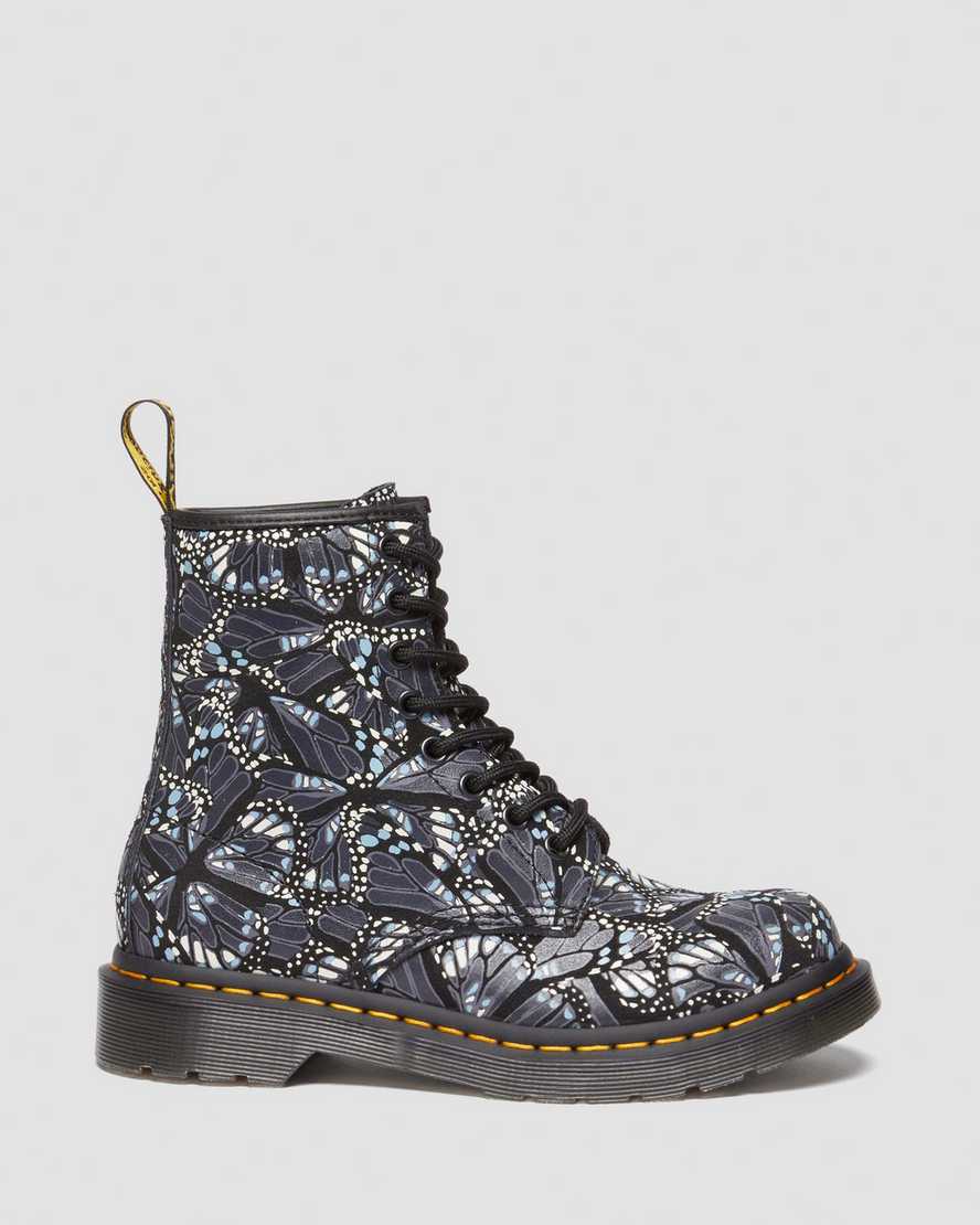 Shop Dr. Martens' 1460 Women's Butterfly Print Suede Lace Up Boots In Black,gray,multi