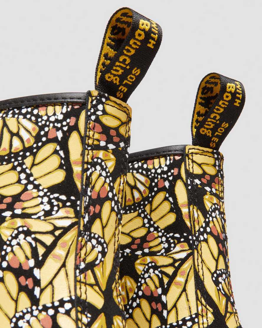 Shop Dr. Martens' 1460 Women's Butterfly Print Suede Lace Up Boots In Yellow,black,multi