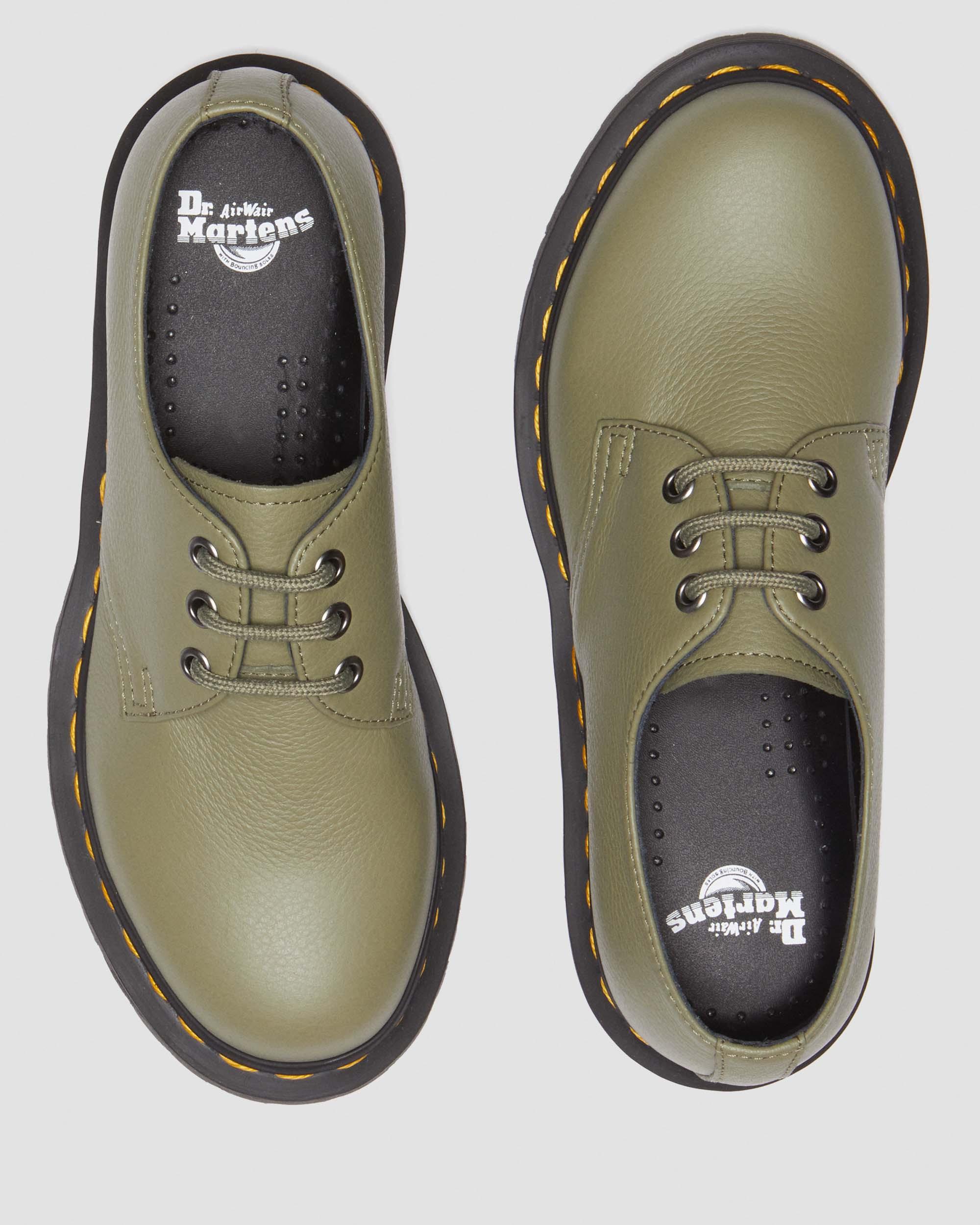1461 Women's Virginia Leather Oxford Shoes in Muted Olive