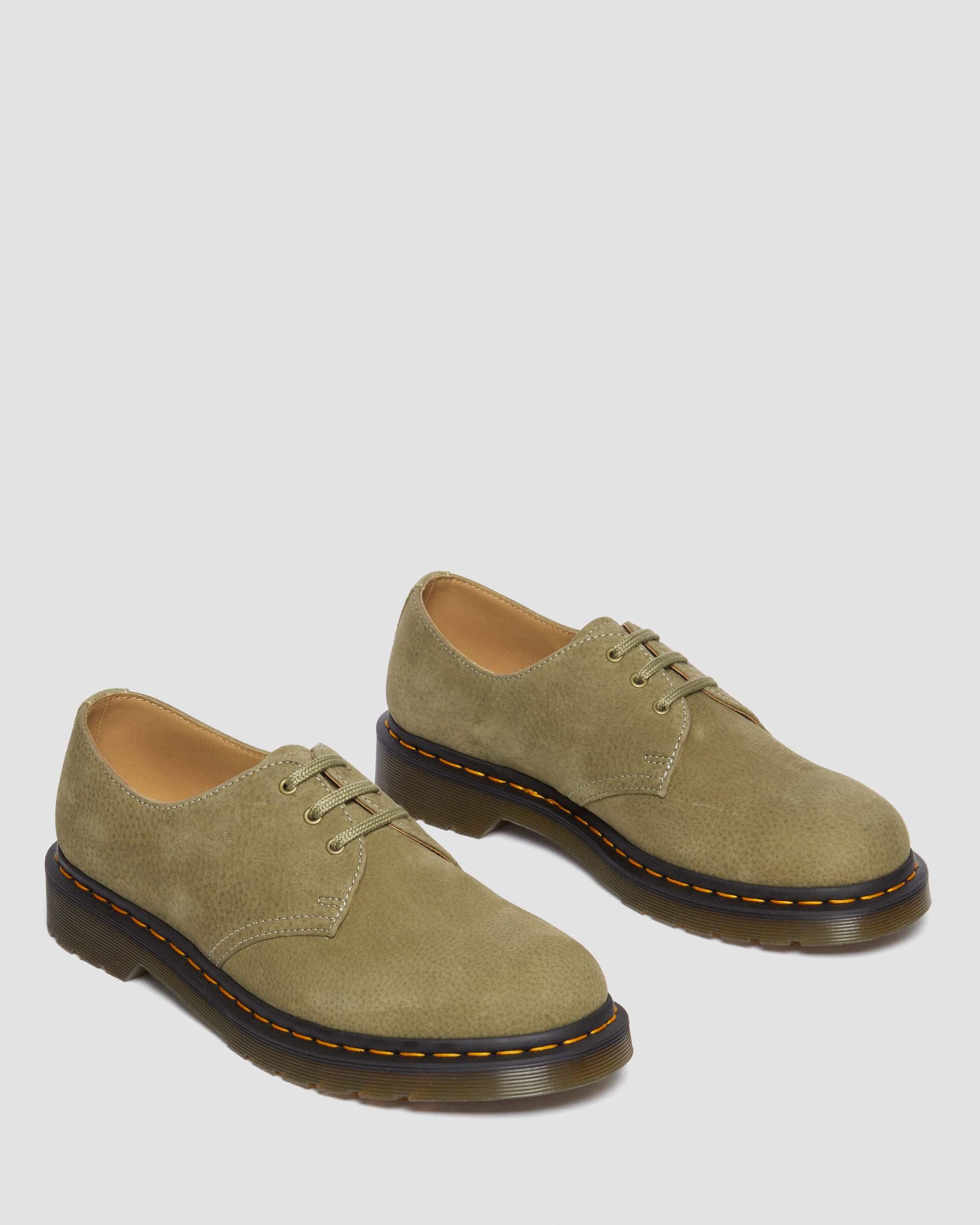 1461 Tumbled Nubuck Leather Oxford Shoes in Muted Olive