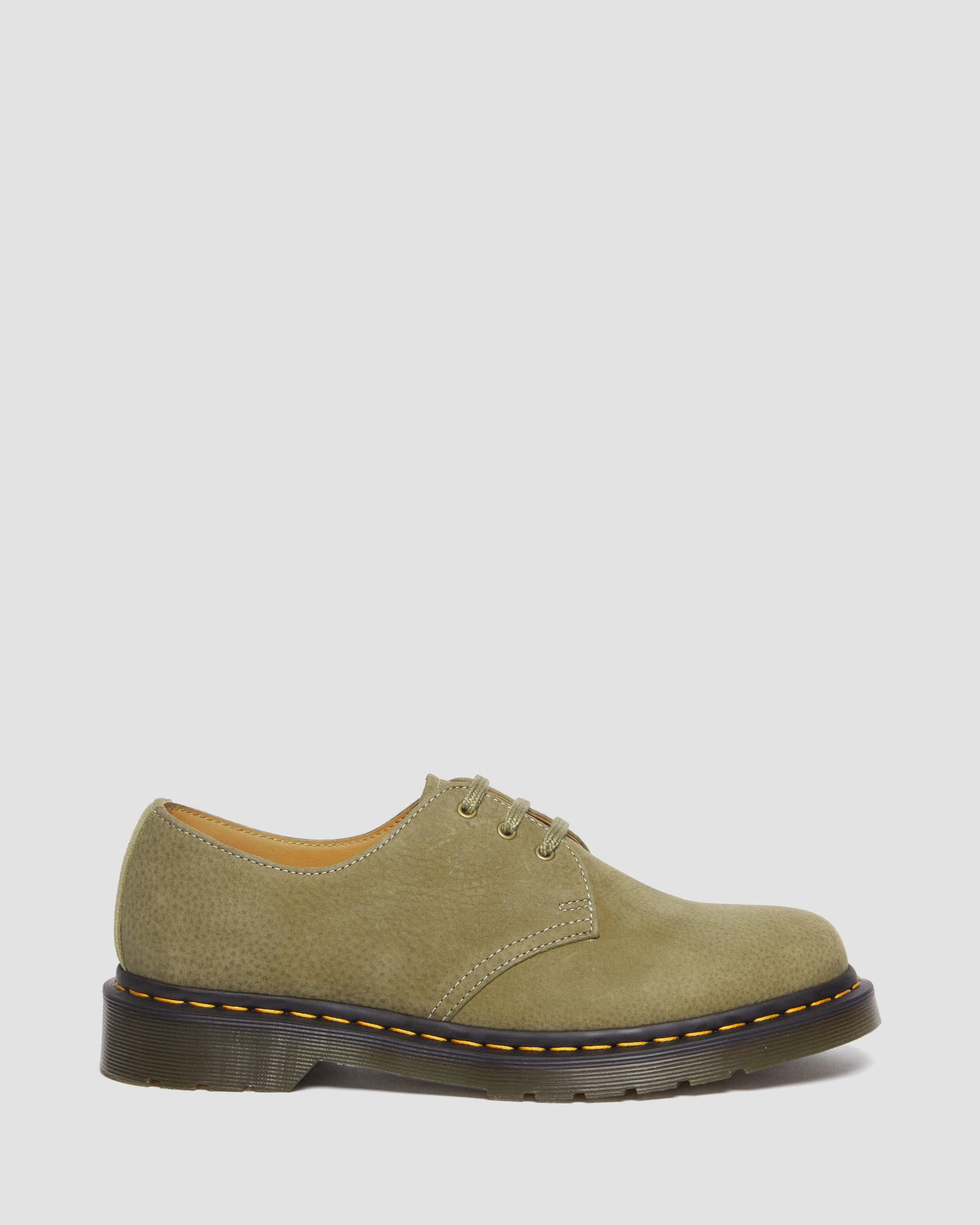1461 Tumbled Nubuck Leather Oxford Shoes in Muted Olive