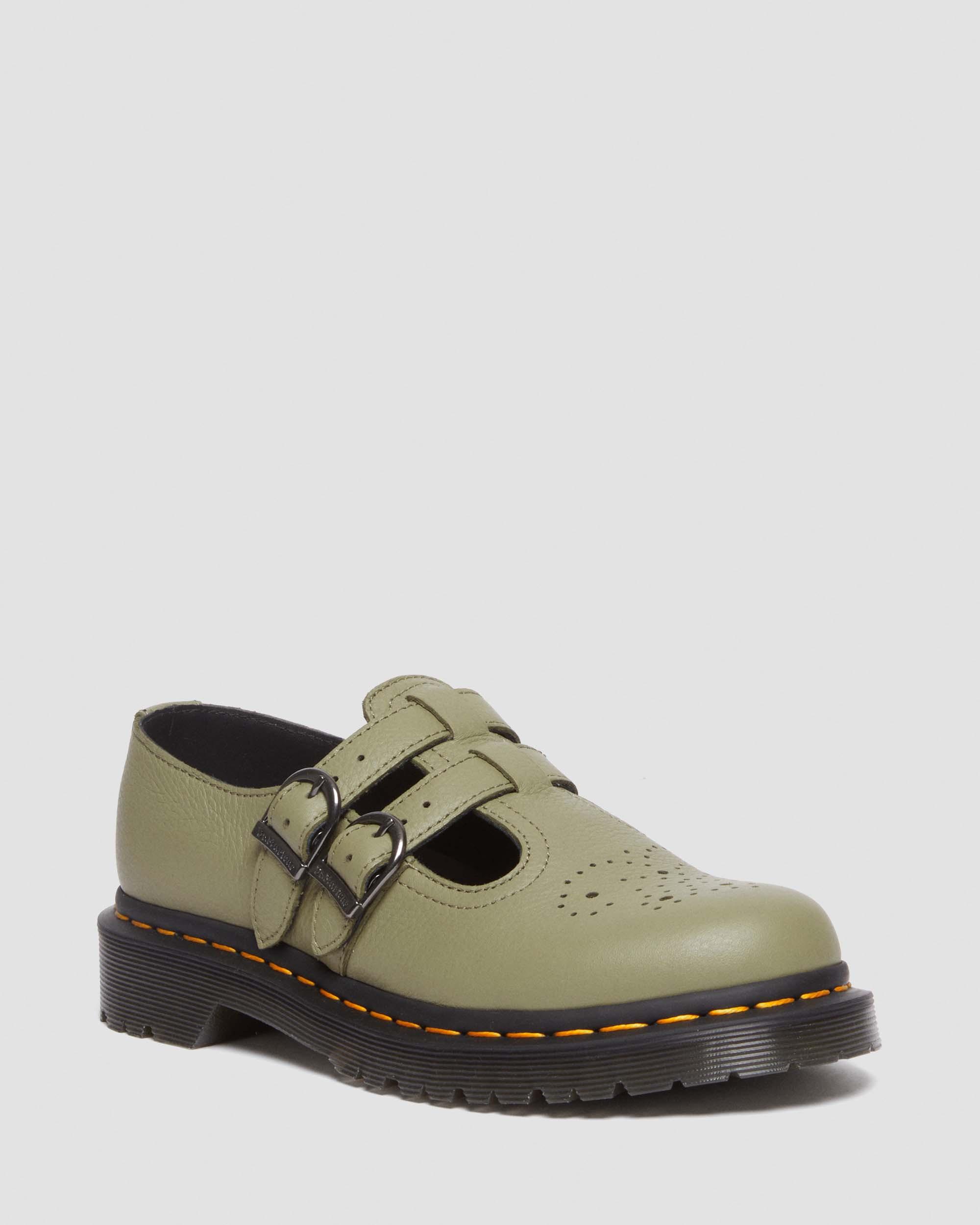 8065 Mary Jane Virginia Leather Shoes in Muted Olive