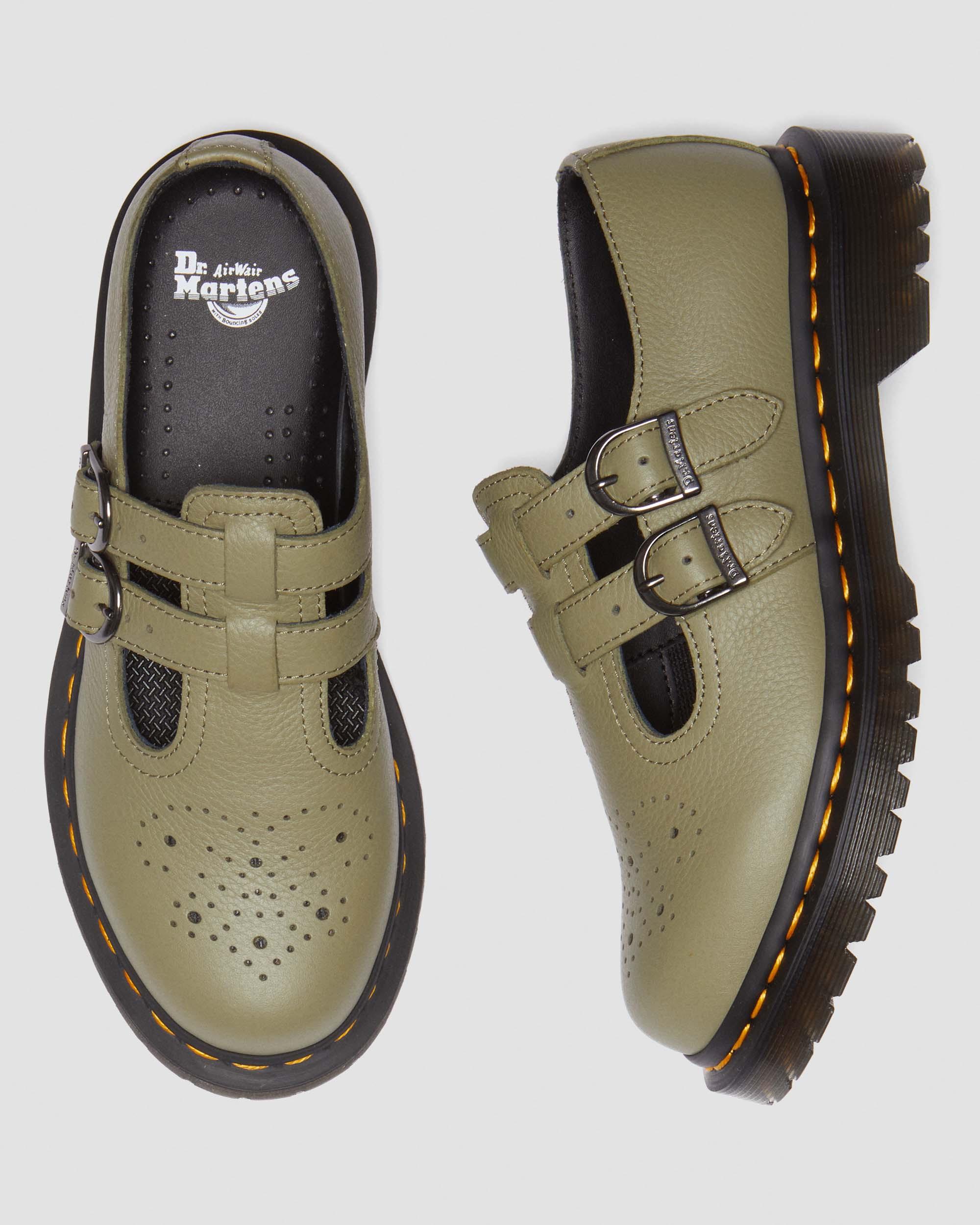 8065 Mary Jane Virginia Leather Shoes in Muted Olive | Dr. Martens