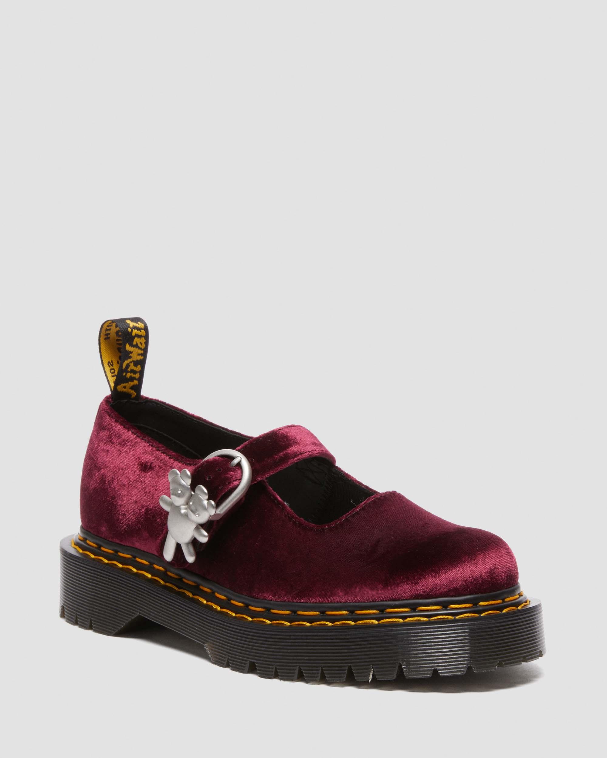 Addina Heaven by Marc Jacobs Velvet Shoes in Cherry Red | Dr. Martens